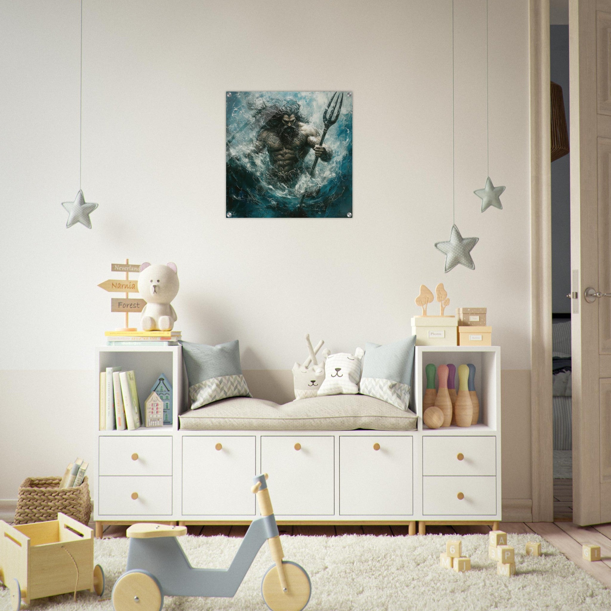 Acrylic Print Square - Poseidon Commanding the Seas - Shop Ai Art WebShop - Digital Art online Store
