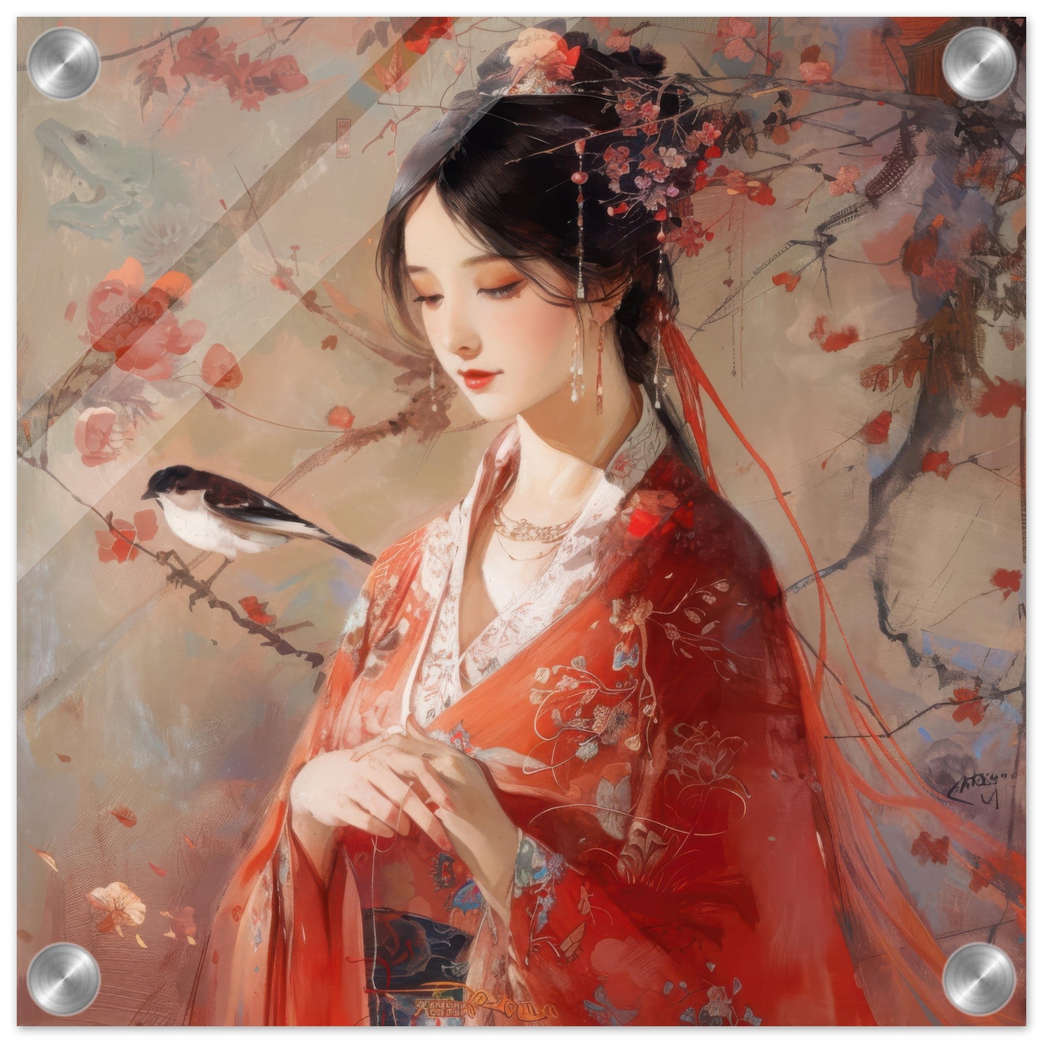 Acrylic Print Square - Romanticism art style old culture of China 2 - Shop Ai Art WebShop - Digital Art online Store