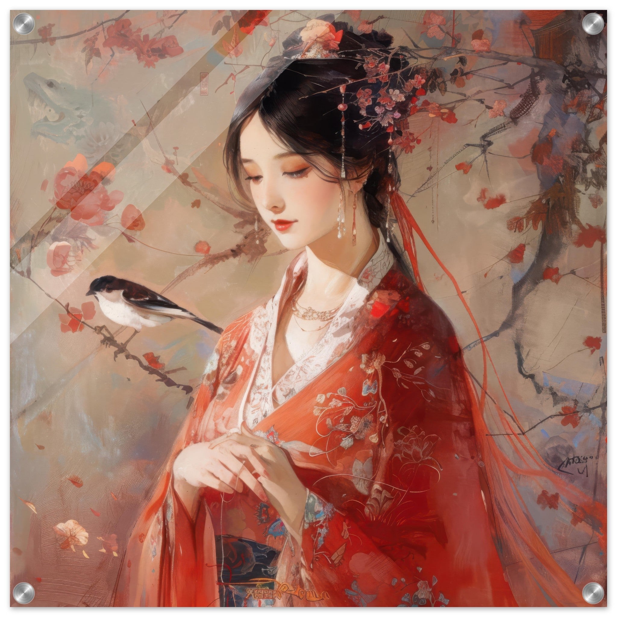 Acrylic Print Square - Romanticism art style old culture of China 2 - Shop Ai Art WebShop - Digital Art online Store