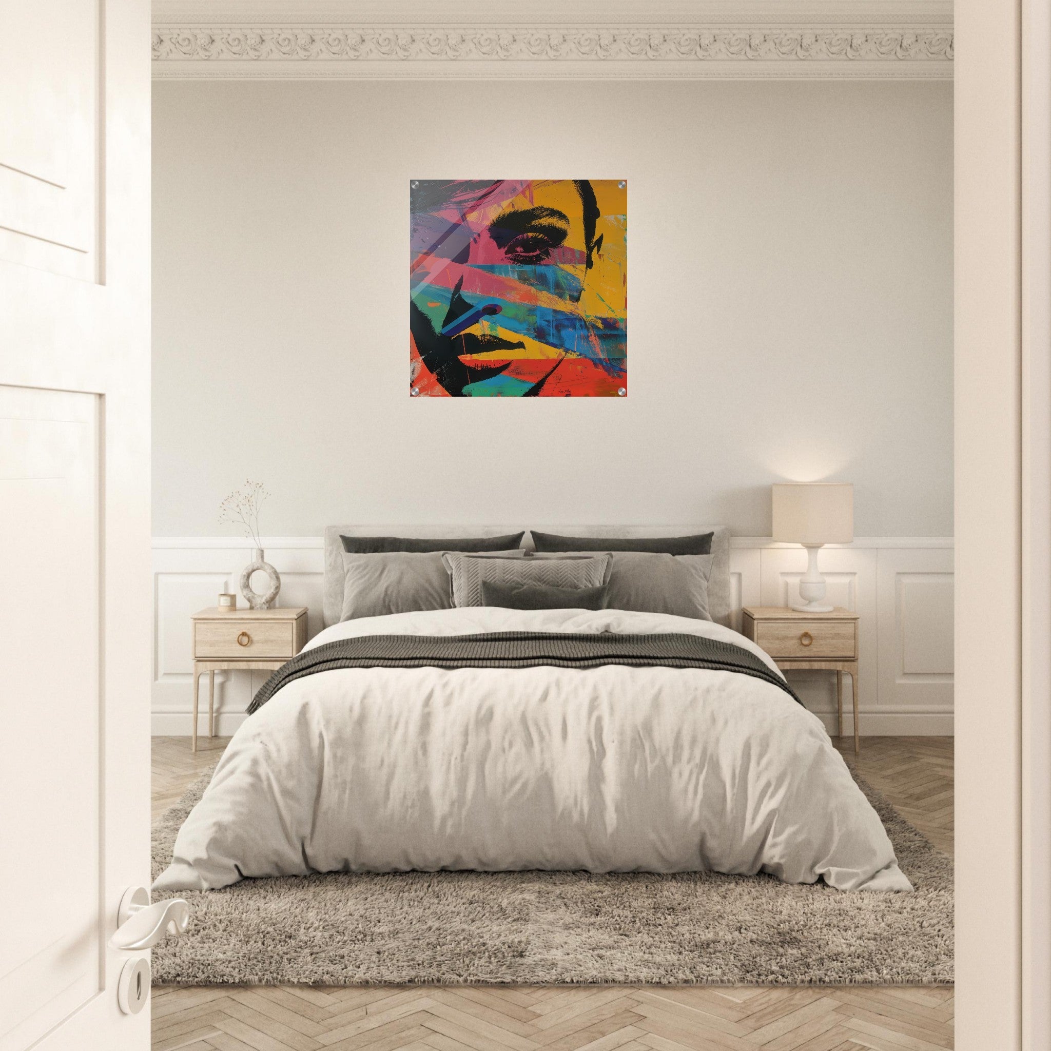 Acrylic Print Square - Swedish popart in abstract style 2 - Shop Ai Art WebShop - Digital Art online Store