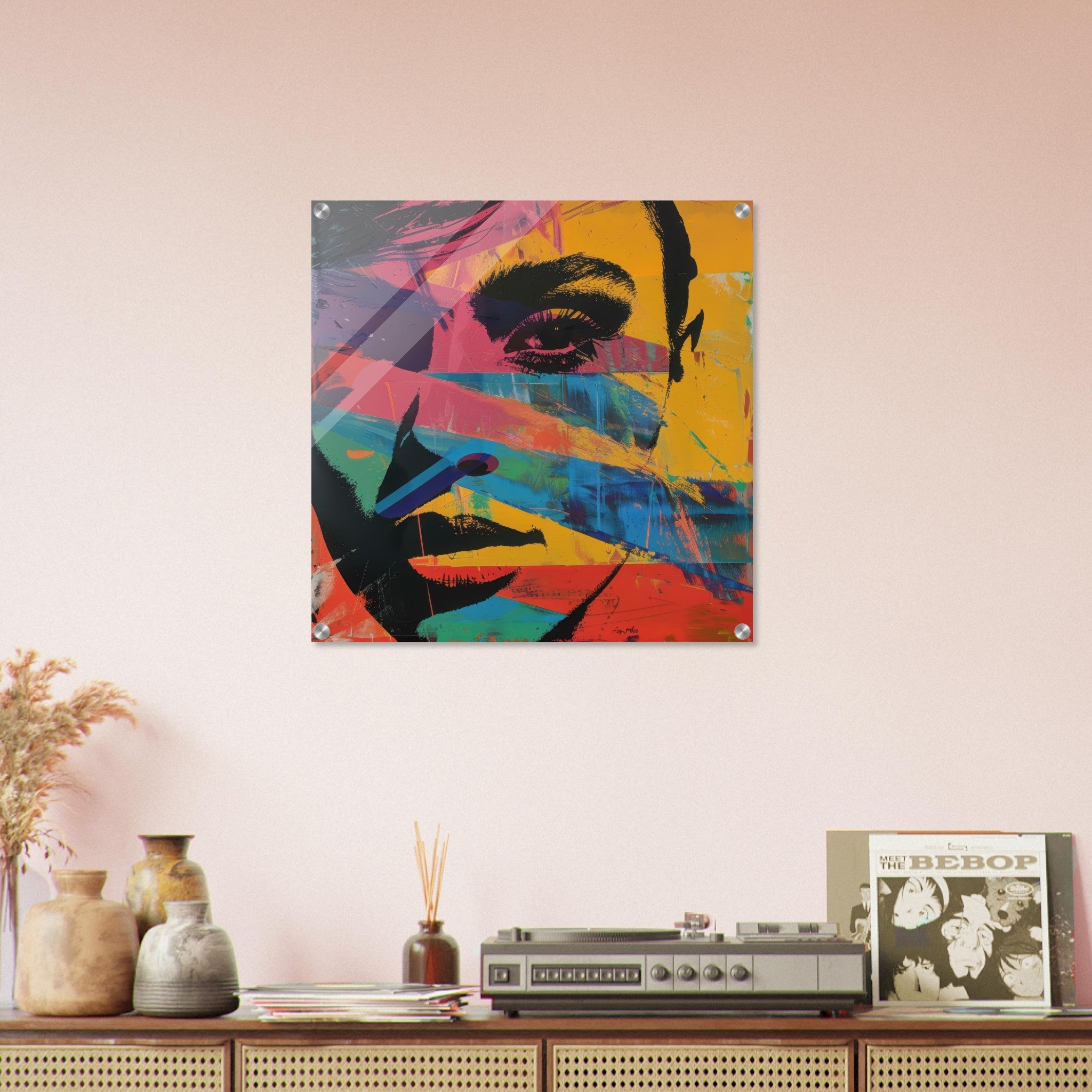 Acrylic Print Square - Swedish popart in abstract style 2 - Shop Ai Art WebShop - Digital Art online Store