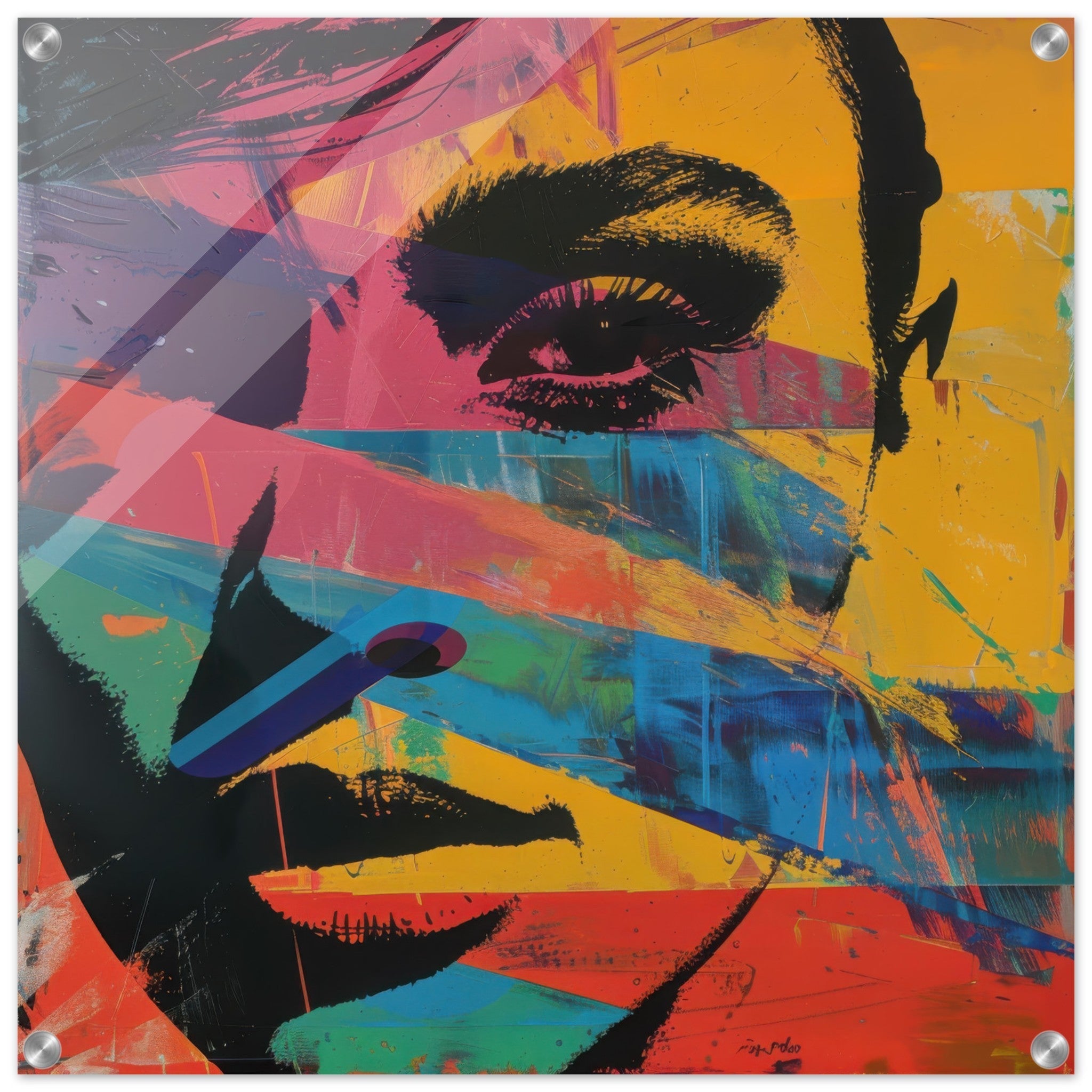 Acrylic Print Square - Swedish popart in abstract style 2 - Shop Ai Art WebShop - Digital Art online Store
