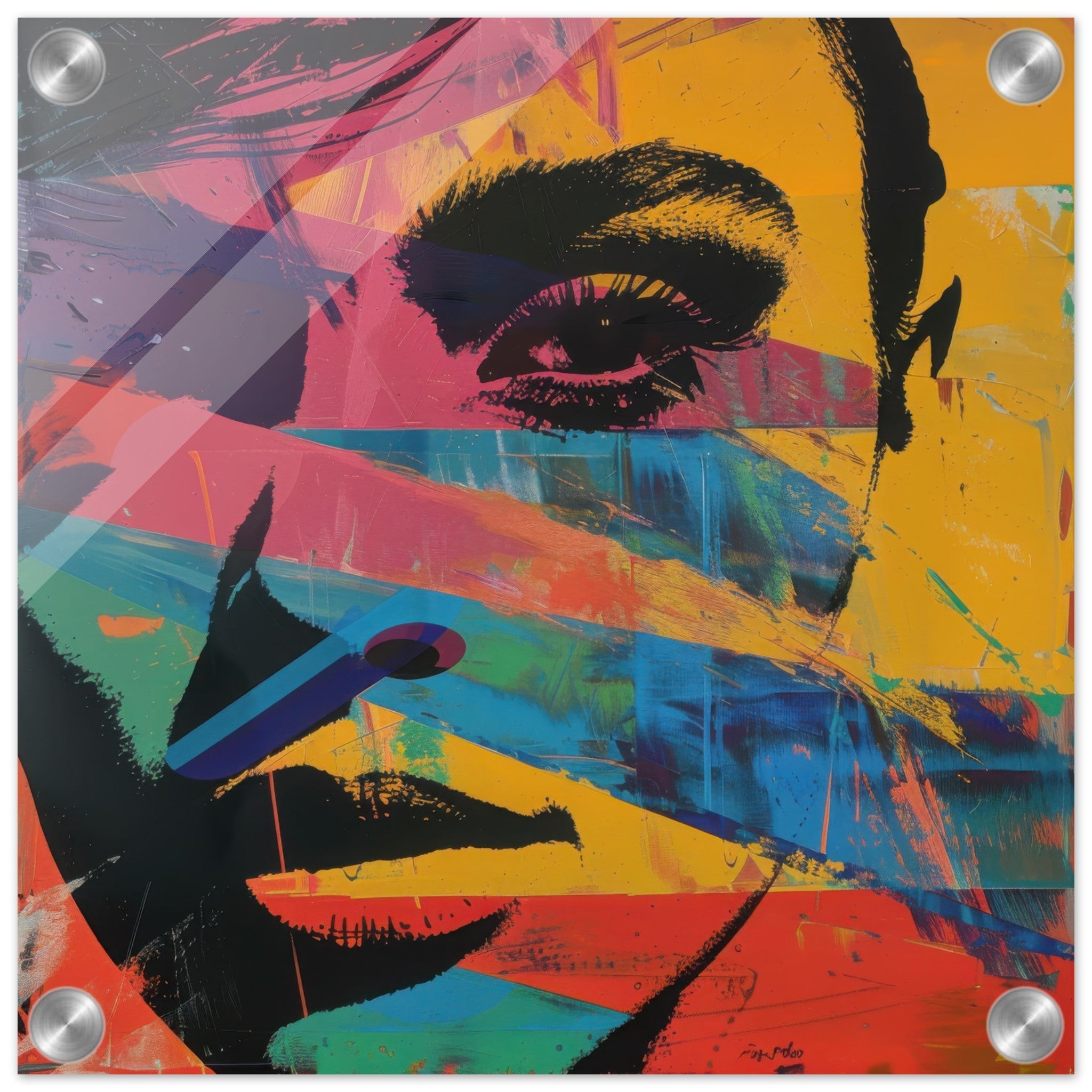 Acrylic Print Square - Swedish popart in abstract style 2 - Shop Ai Art WebShop - Digital Art online Store