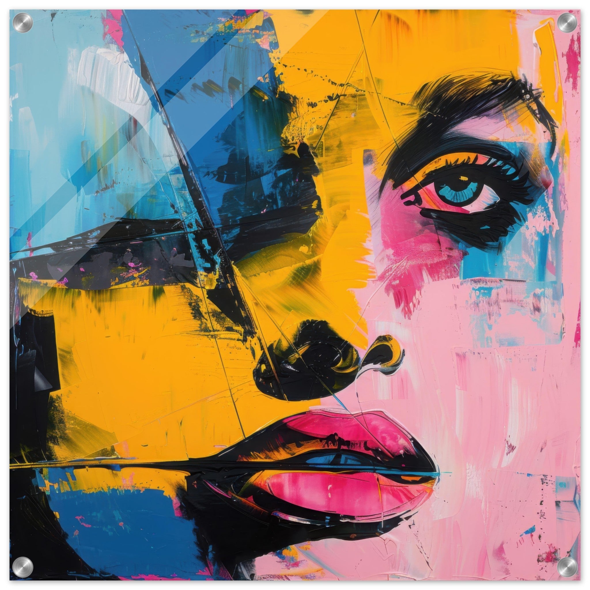 Acrylic Print Square - Swedish popart in abstract style 3 - Shop Ai Art WebShop - Digital Art online Store