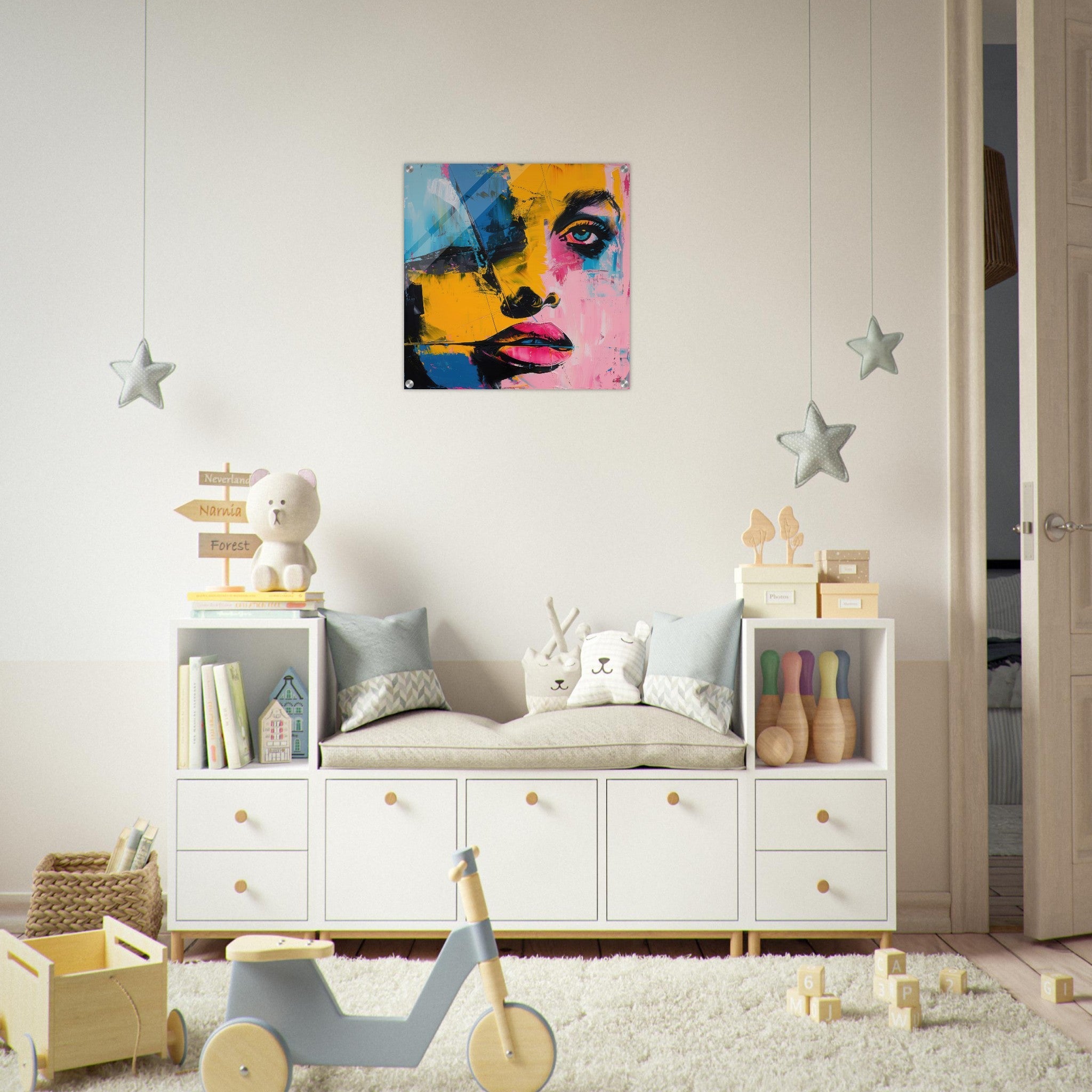 Acrylic Print Square - Swedish popart in abstract style 3 - Shop Ai Art WebShop - Digital Art online Store