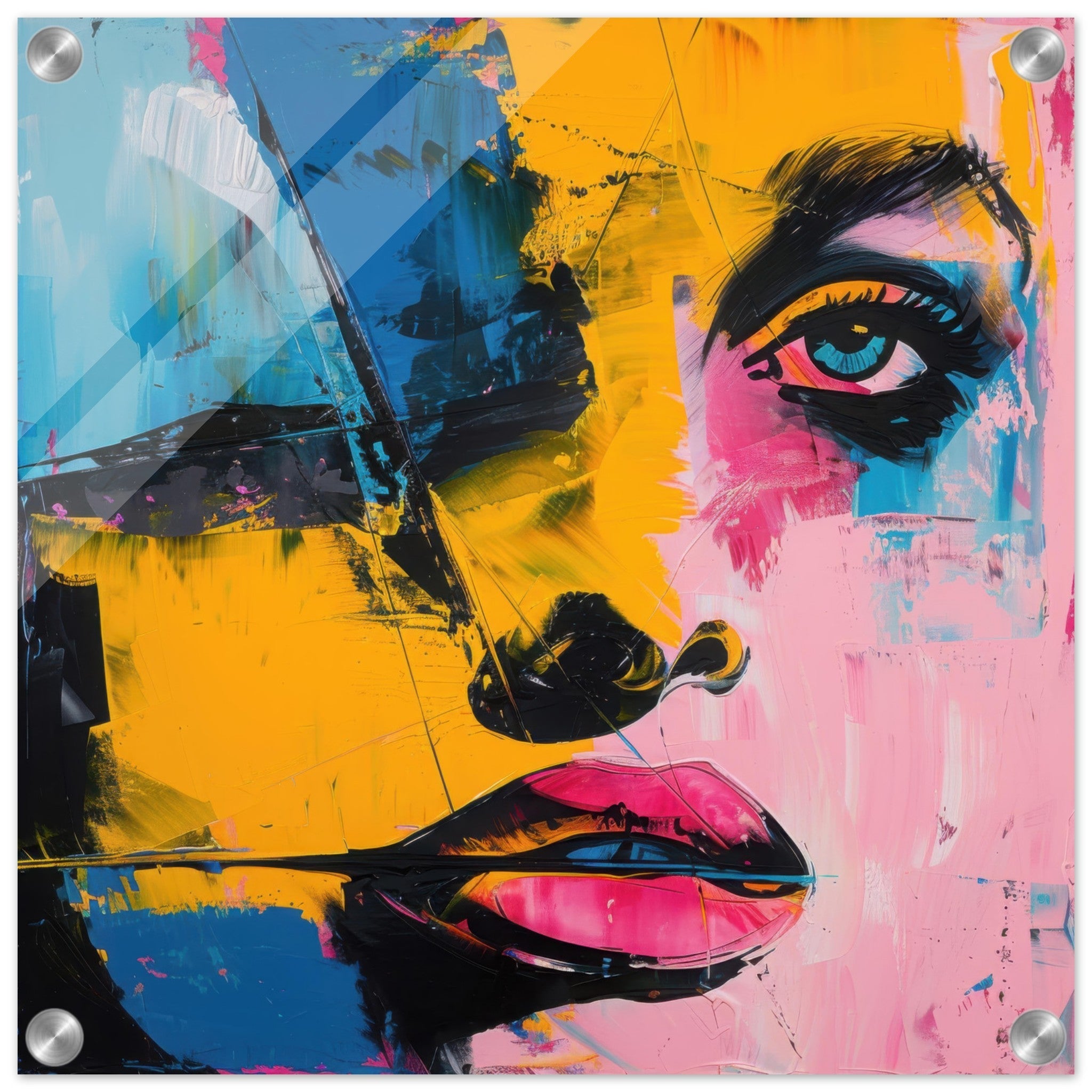 Acrylic Print Square - Swedish popart in abstract style 3 - Shop Ai Art WebShop - Digital Art online Store