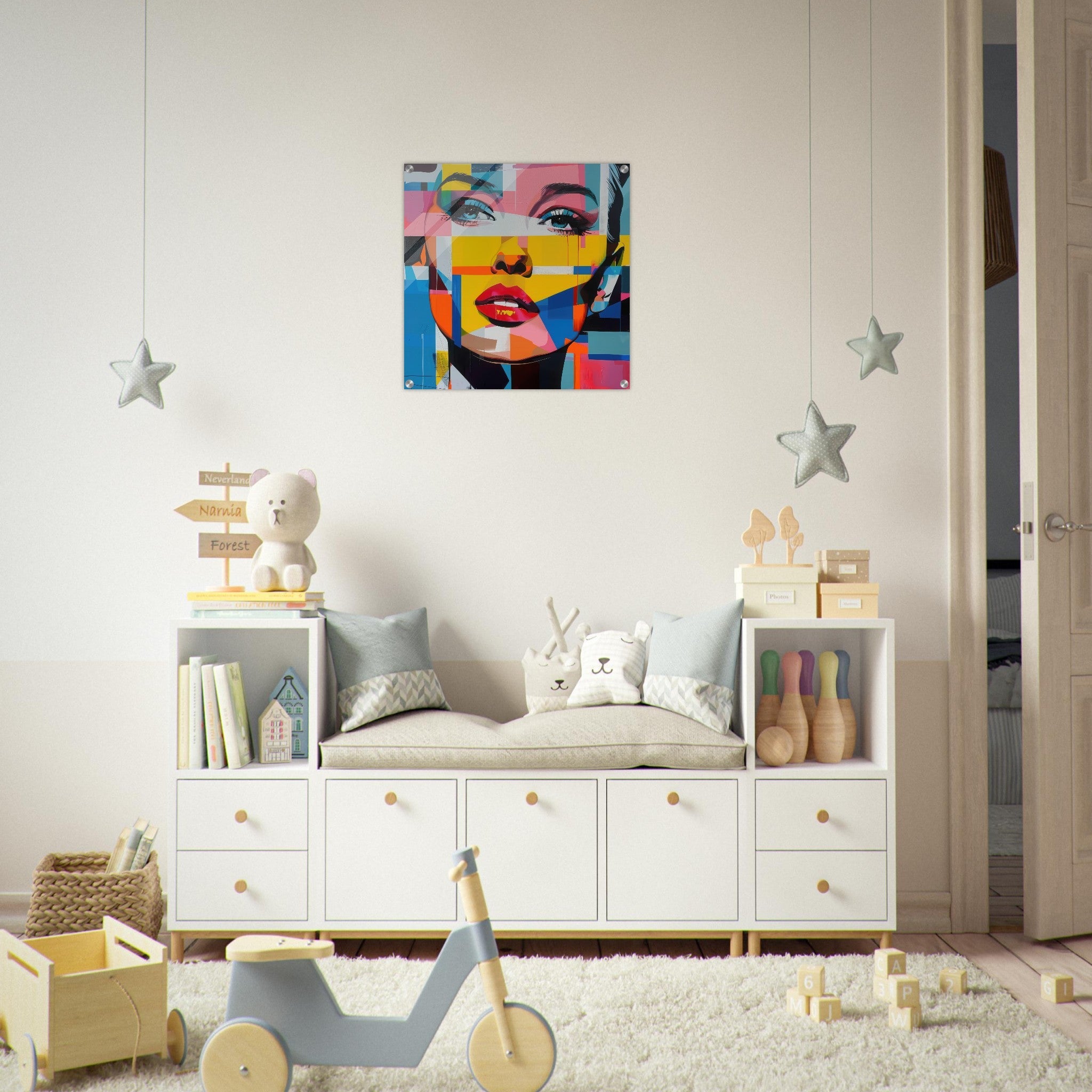 Acrylic Print Square - Swedish popart in abstract style 7 - Shop Ai Art WebShop - Digital Art online Store