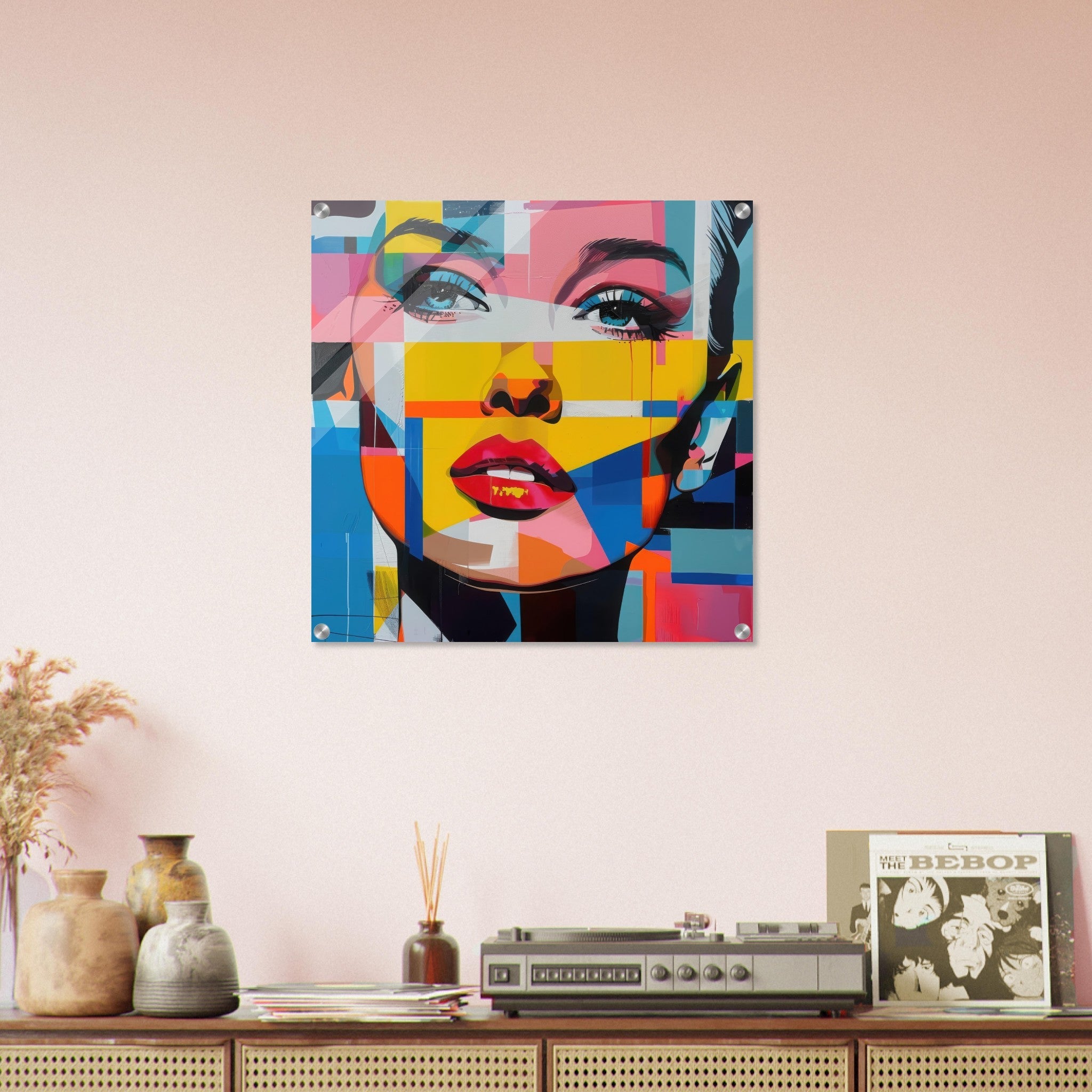 Acrylic Print Square - Swedish popart in abstract style 7 - Shop Ai Art WebShop - Digital Art online Store