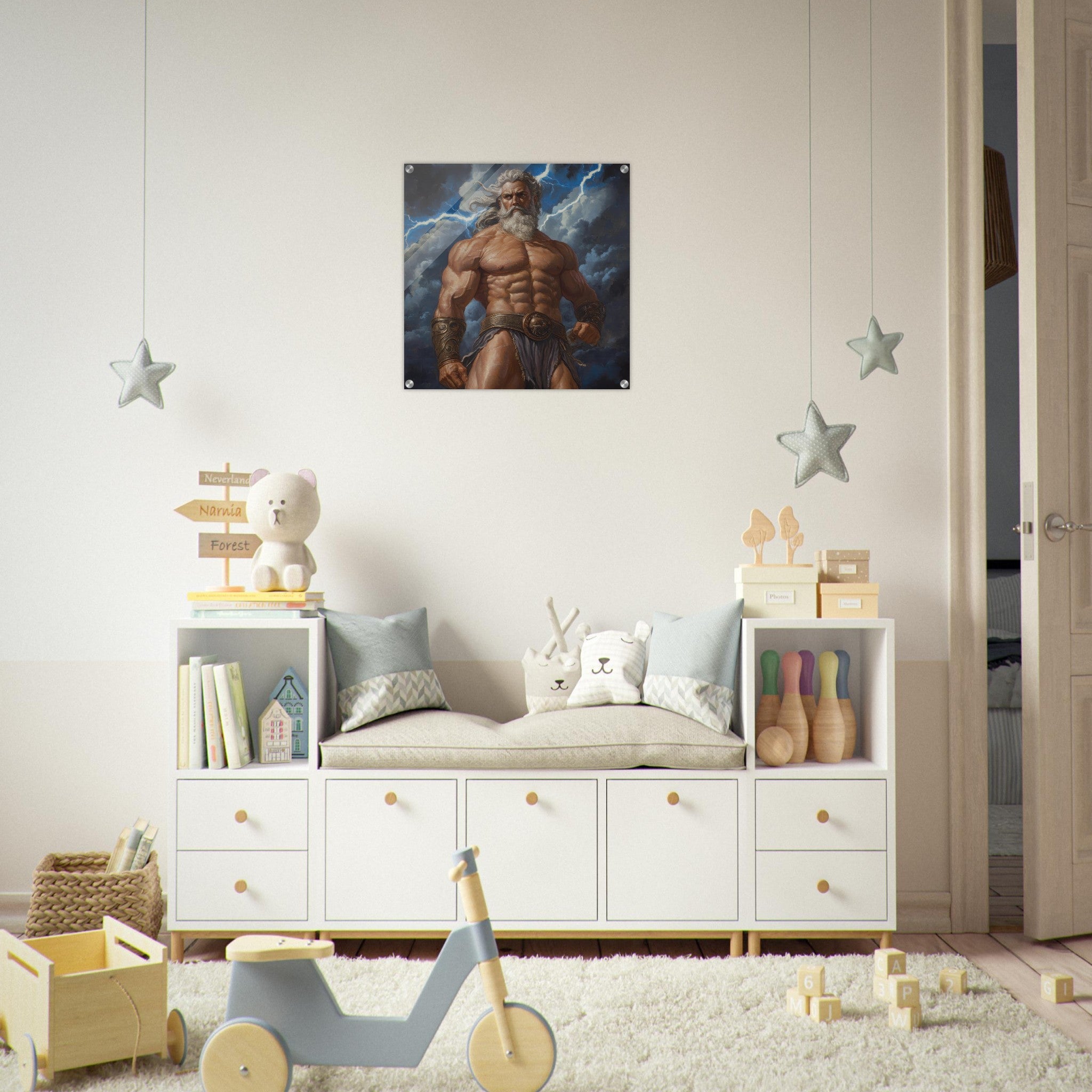 Acrylic Print Square - Zeus on Mount Olympus - Shop Ai Art WebShop - Digital Art online Store