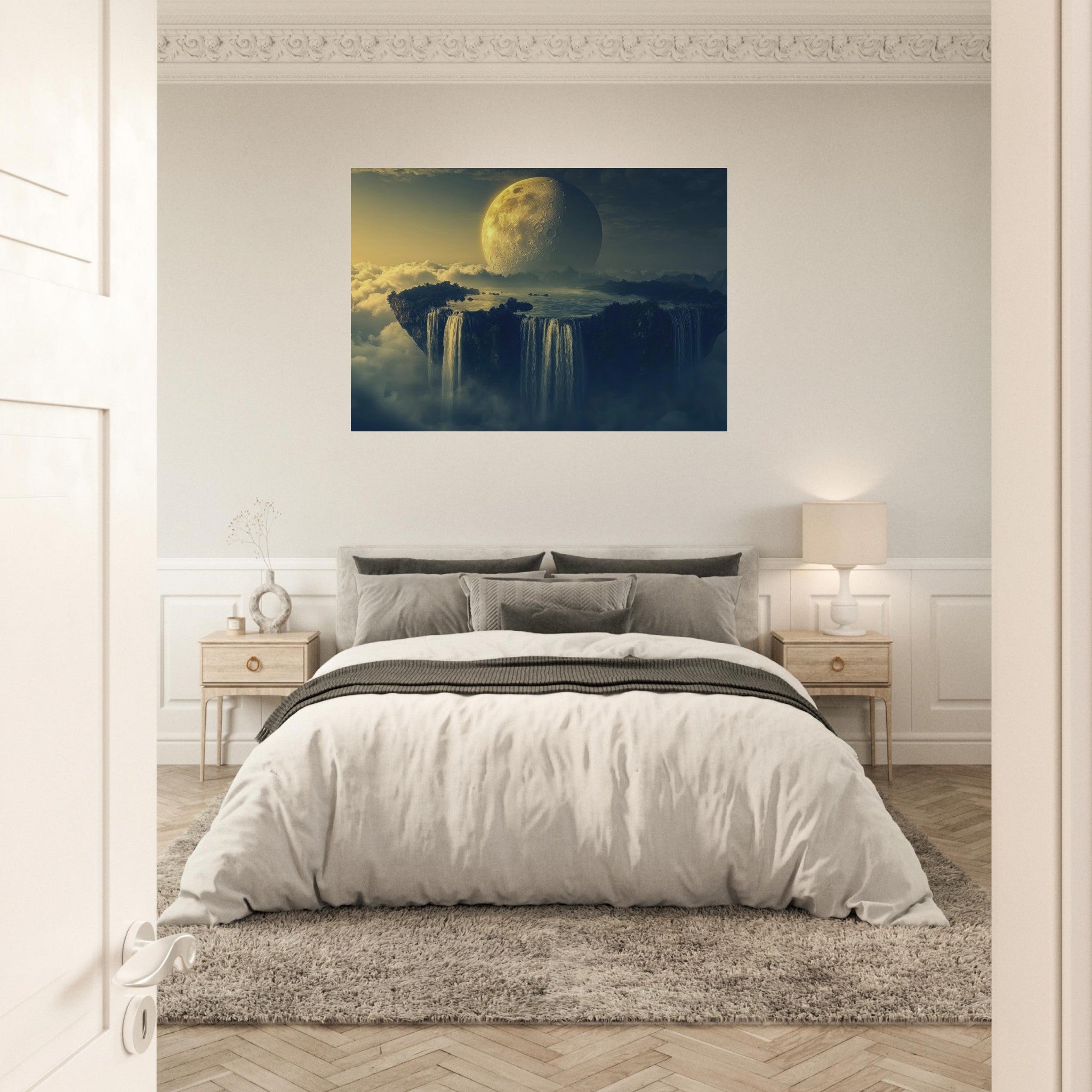 Aluminum Print Landscape - A vast dreamscape with levitating islands a mass 2 - Ai Art Force