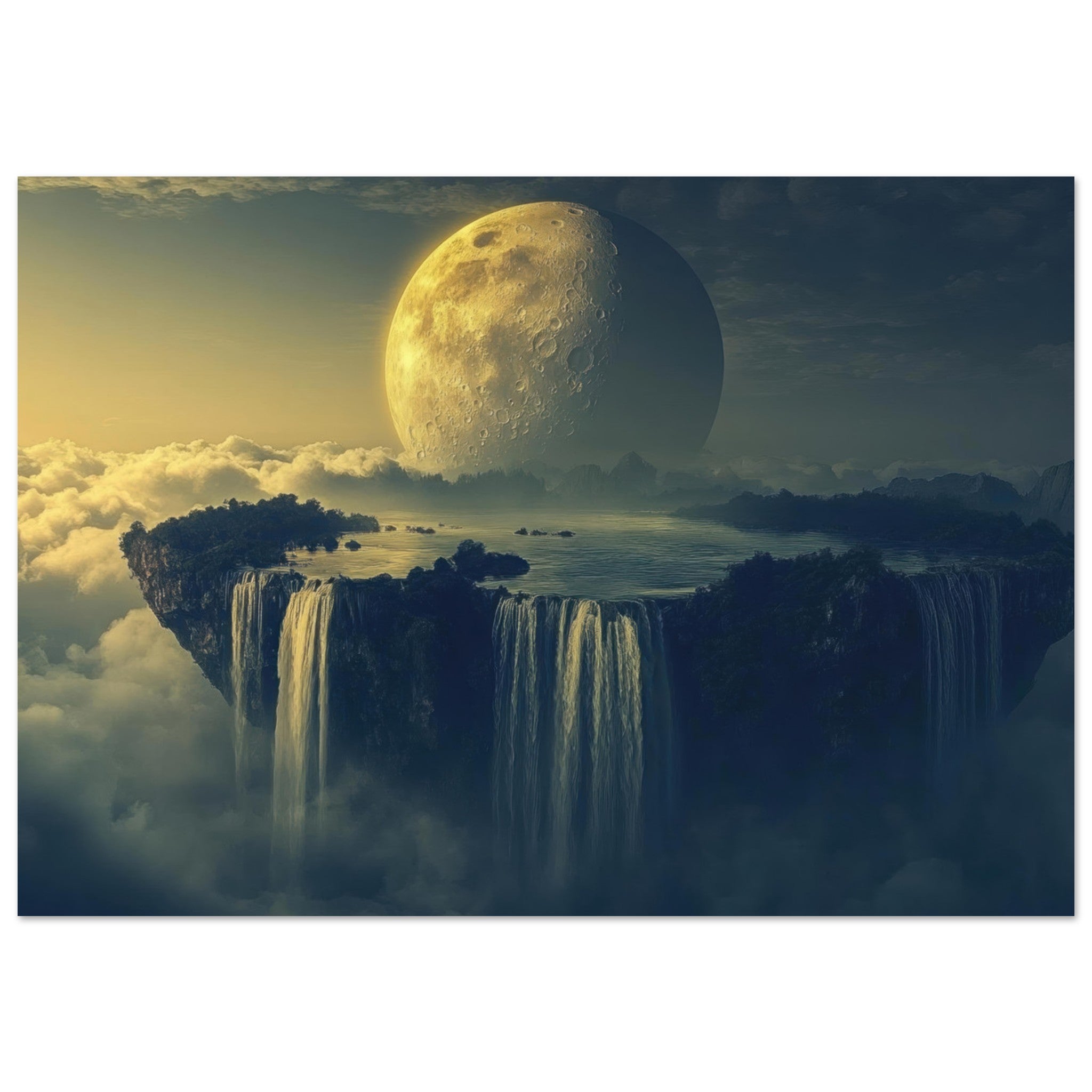 Aluminum Print Landscape - A vast dreamscape with levitating islands a mass 2 - Ai Art Force