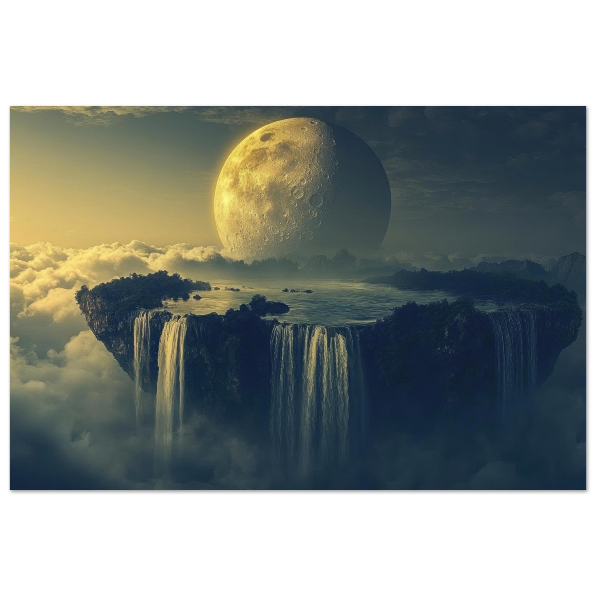 Aluminum Print Landscape - A vast dreamscape with levitating islands a mass 2 - Ai Art Force