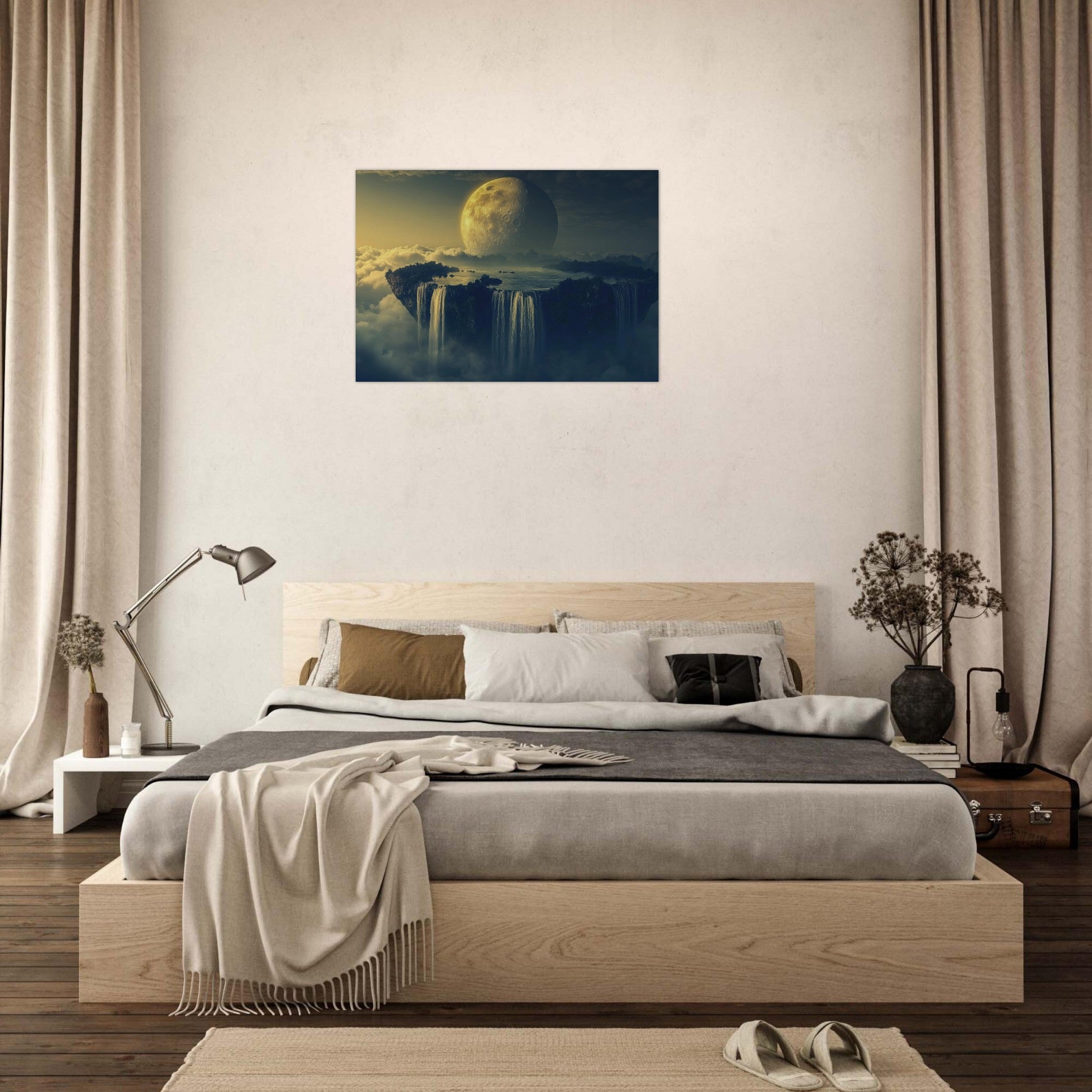Aluminum Print Landscape - A vast dreamscape with levitating islands a mass 2 - Ai Art Force