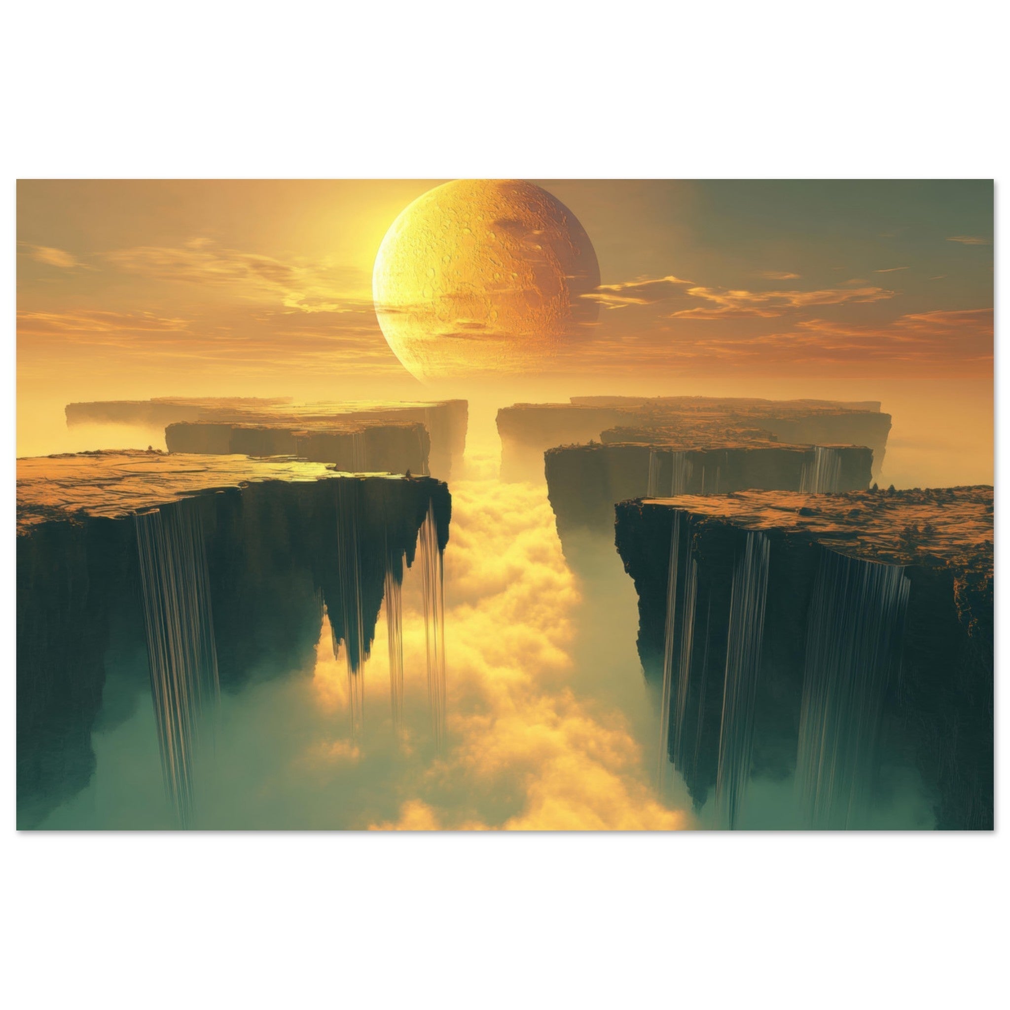Aluminum Print Landscape - A vast dreamscape with levitating islands a mass 3 - Ai Art Force