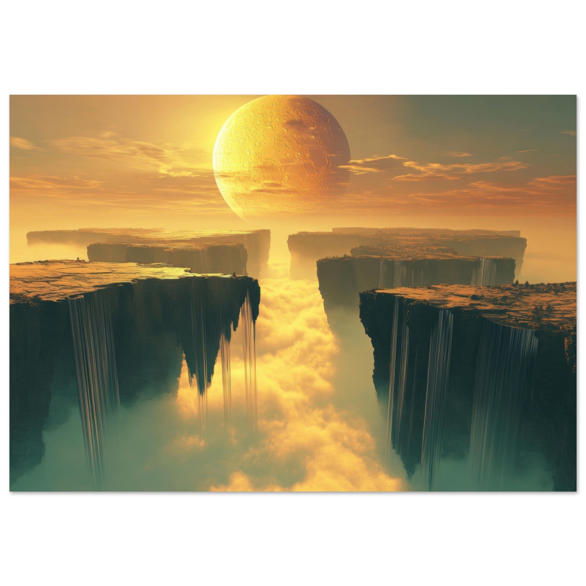 Aluminum Print Landscape - A vast dreamscape with levitating islands a mass 3 - Ai Art Force