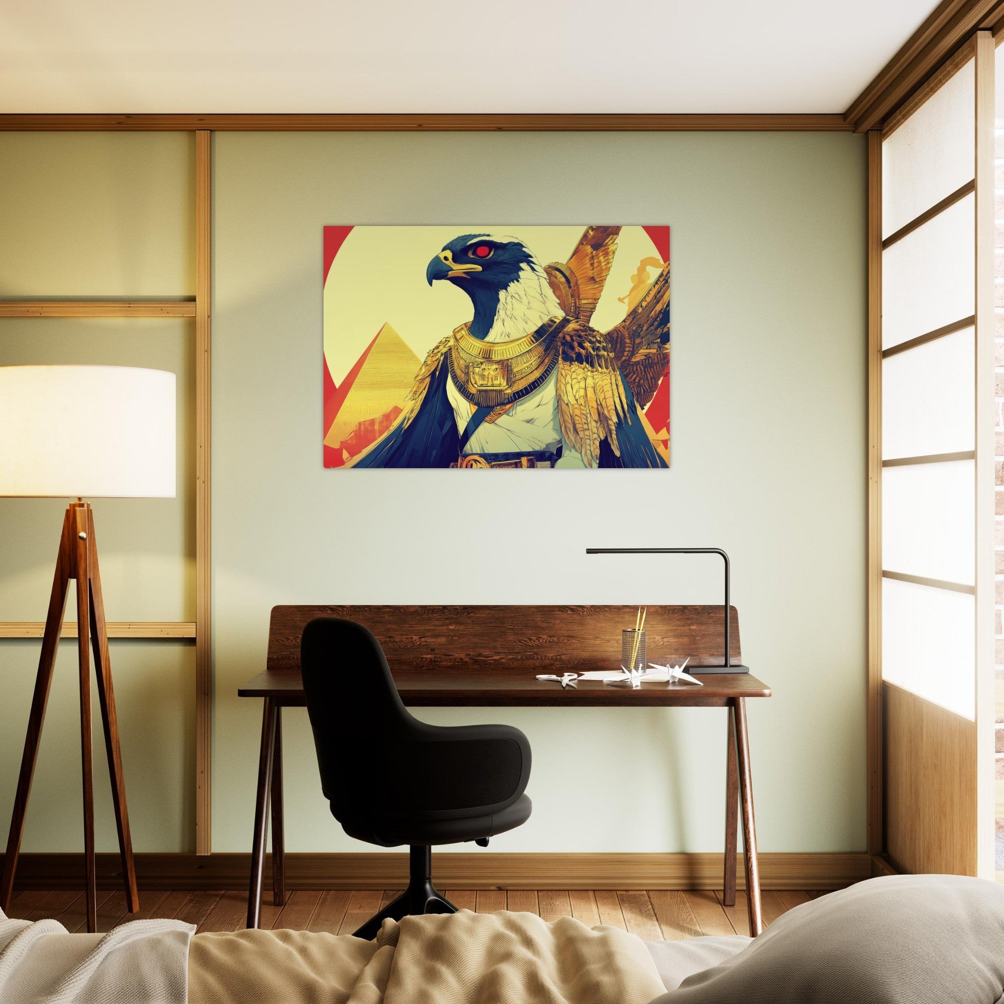 Aluminum Print Landscape - Ancient Egyptian Falcon God Horus A majestic far 3 - Shop Ai Art WebShop - Digital Art online Store