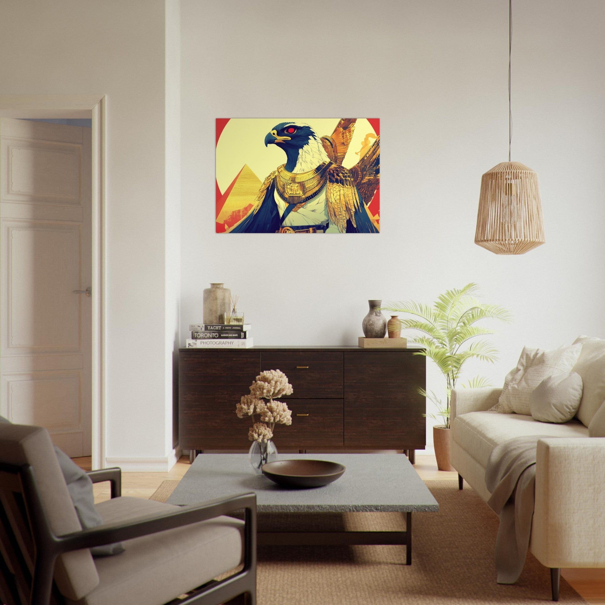 Aluminum Print Landscape - Ancient Egyptian Falcon God Horus A majestic far 3 - Shop Ai Art WebShop - Digital Art online Store