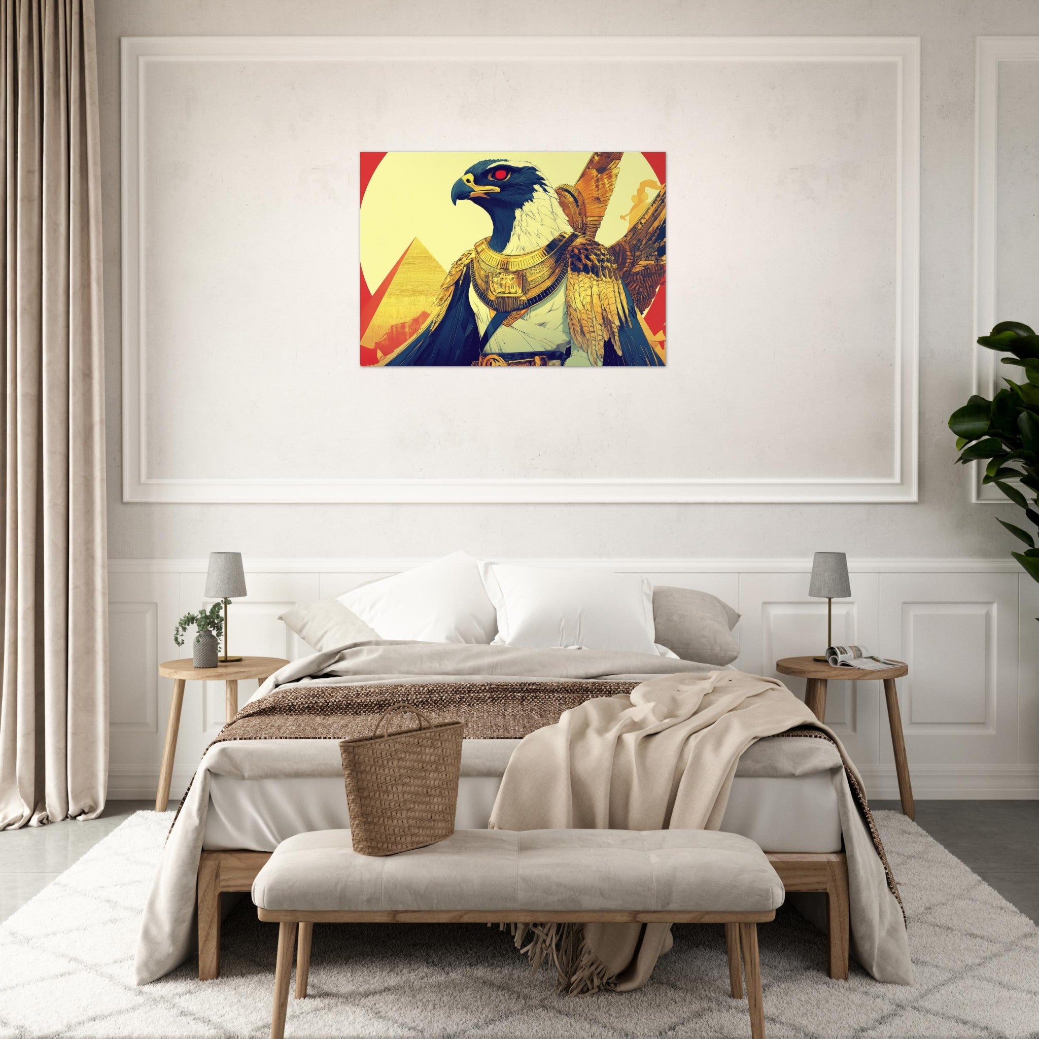 Aluminum Print Landscape - Ancient Egyptian Falcon God Horus A majestic far 3 - Shop Ai Art WebShop - Digital Art online Store
