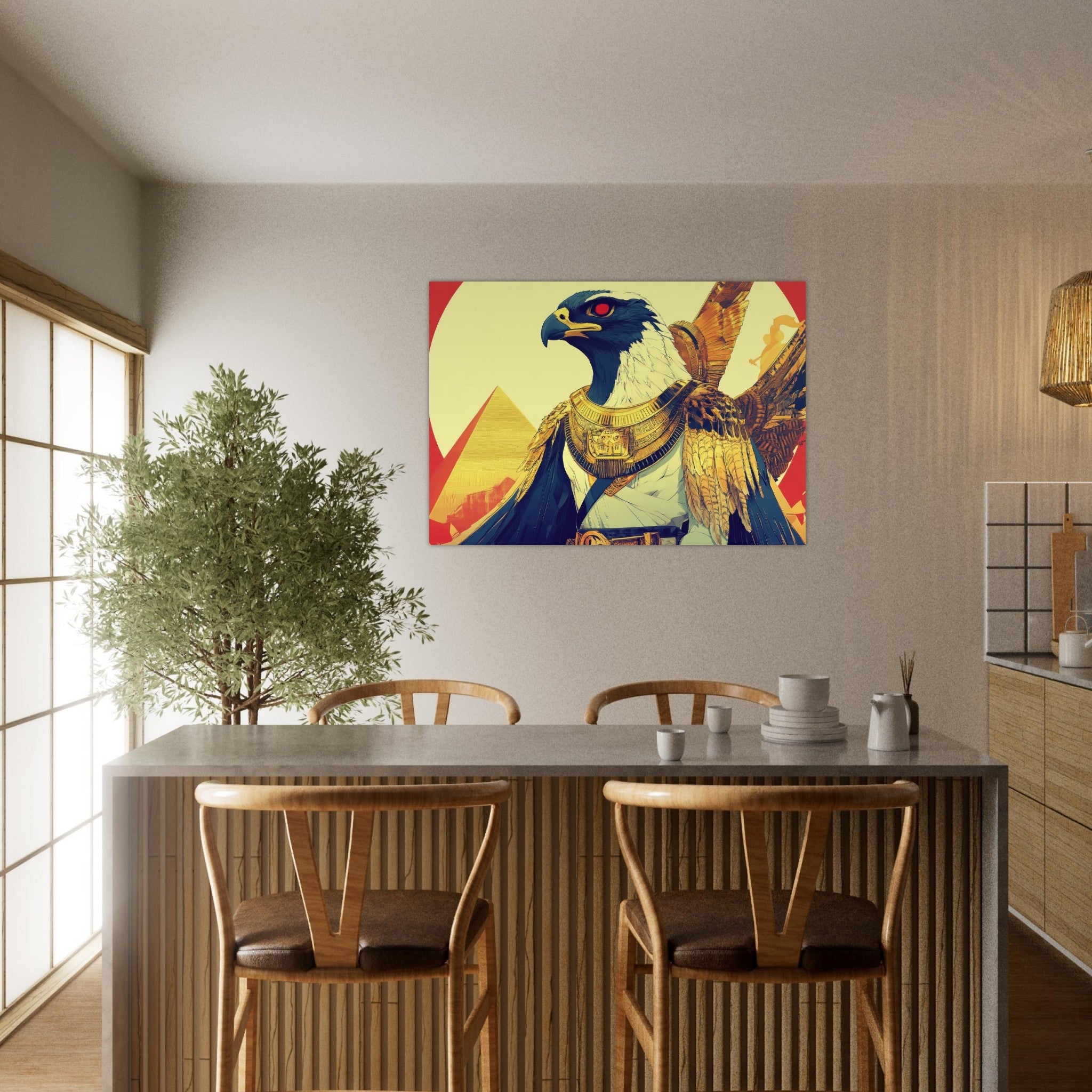 Aluminum Print Landscape - Ancient Egyptian Falcon God Horus A majestic far 3 - Shop Ai Art WebShop - Digital Art online Store