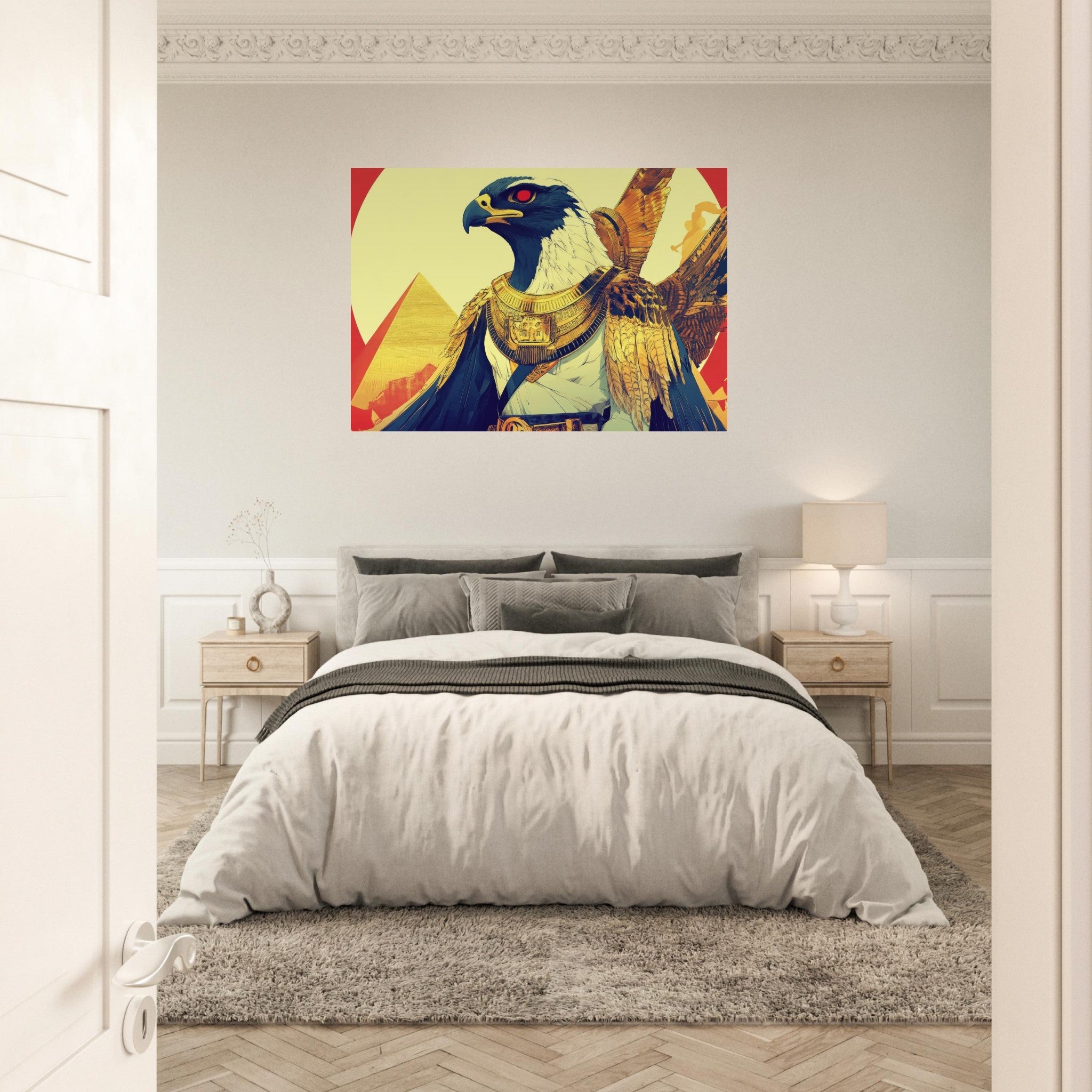 Aluminum Print Landscape - Ancient Egyptian Falcon God Horus A majestic far 3 - Shop Ai Art WebShop - Digital Art online Store