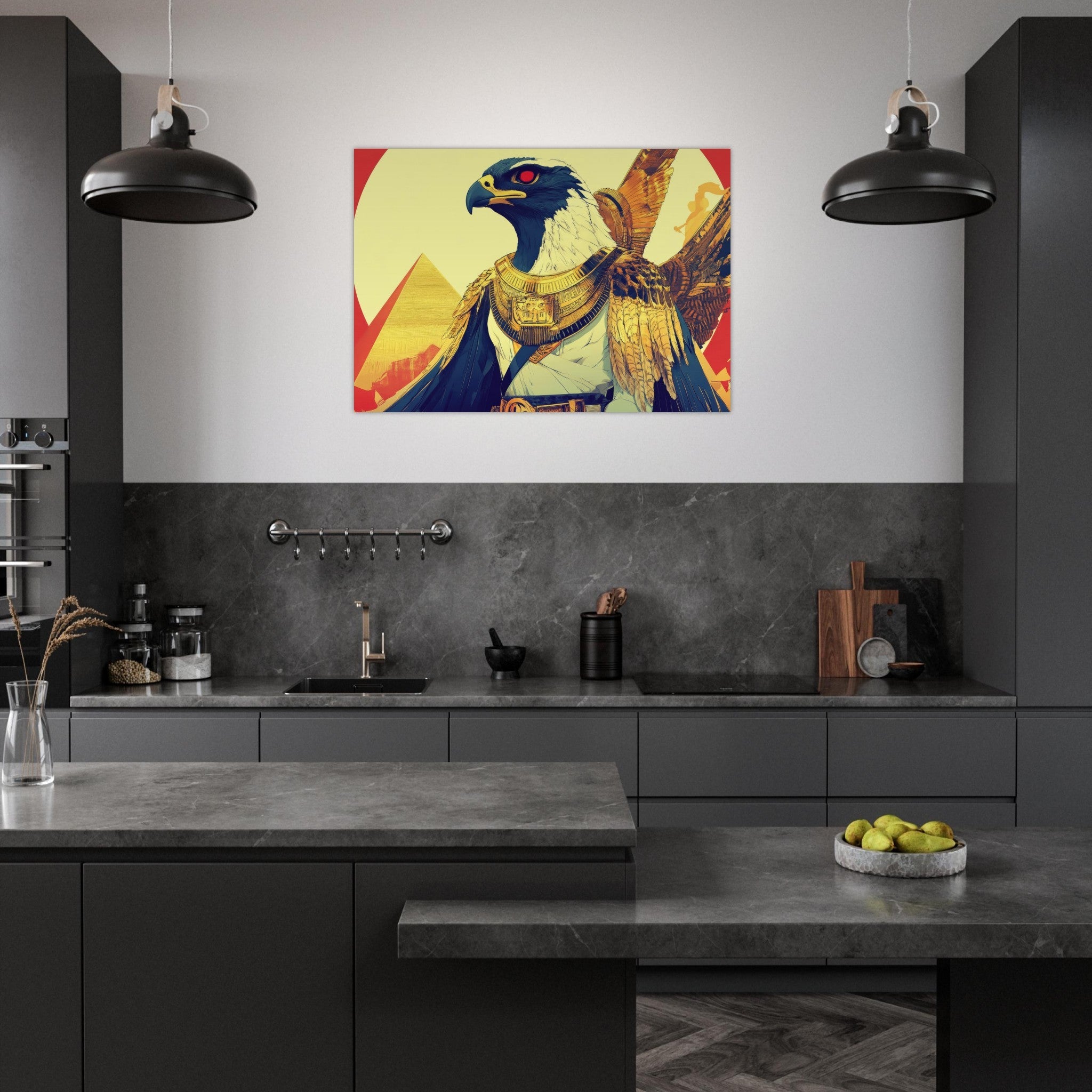 Aluminum Print Landscape - Ancient Egyptian Falcon God Horus A majestic far 3 - Shop Ai Art WebShop - Digital Art online Store
