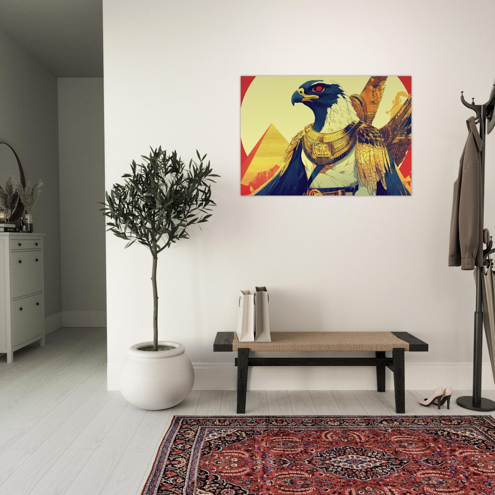 Aluminum Print Landscape - Ancient Egyptian Falcon God Horus A majestic far 3 - Shop Ai Art WebShop - Digital Art online Store