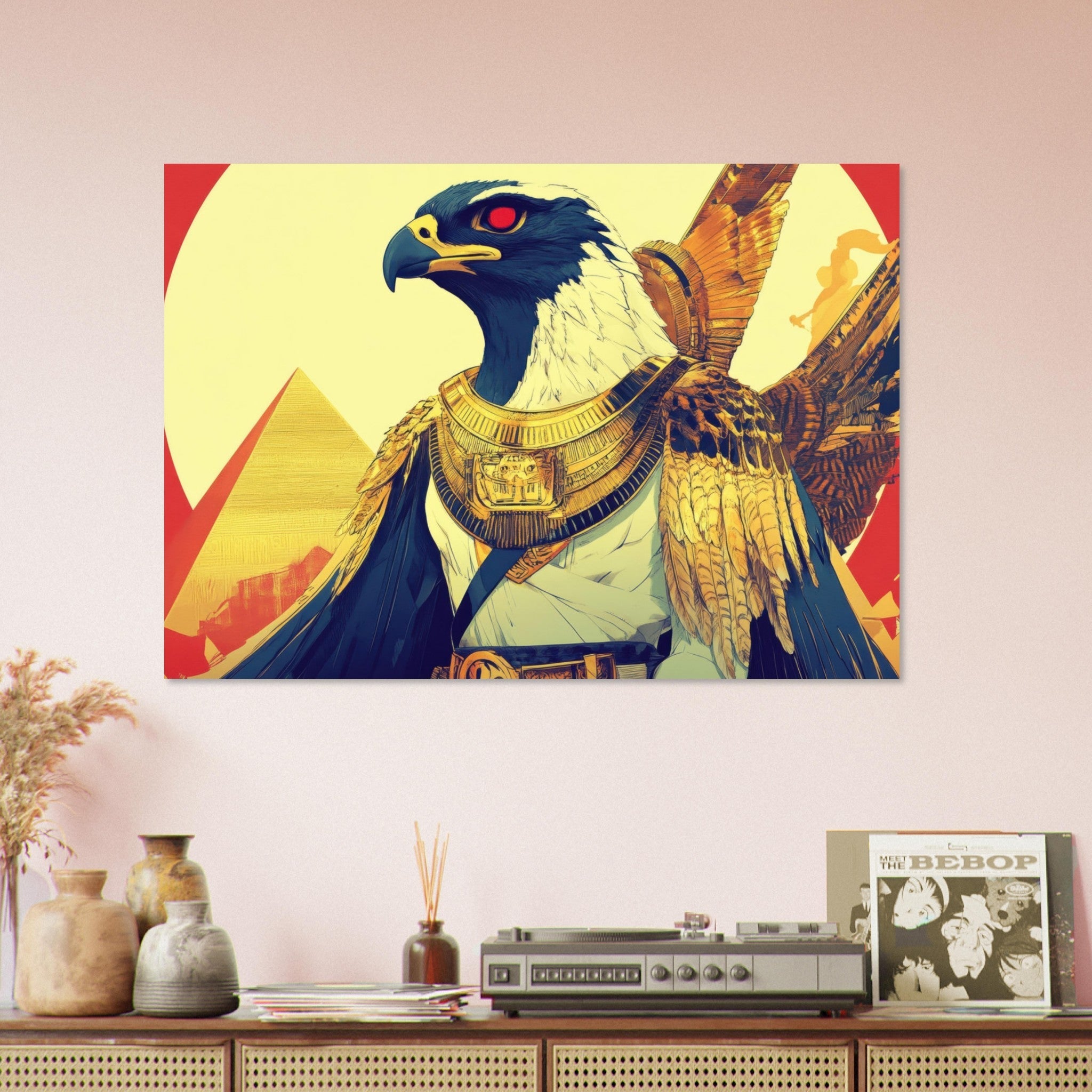 Aluminum Print Landscape - Ancient Egyptian Falcon God Horus A majestic far 3 - Shop Ai Art WebShop - Digital Art online Store