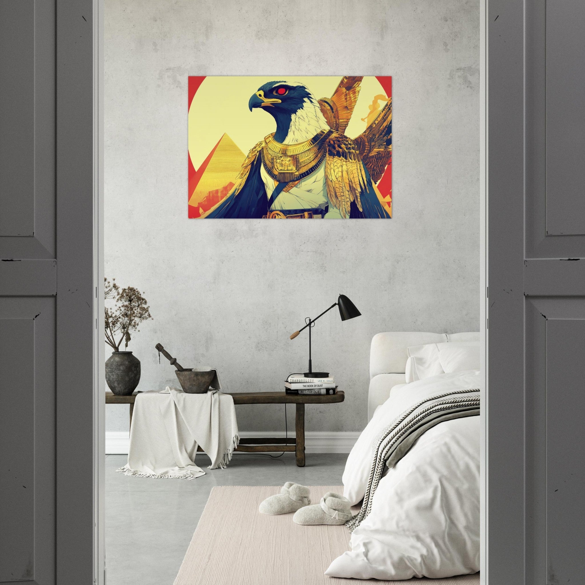 Aluminum Print Landscape - Ancient Egyptian Falcon God Horus A majestic far 3 - Shop Ai Art WebShop - Digital Art online Store