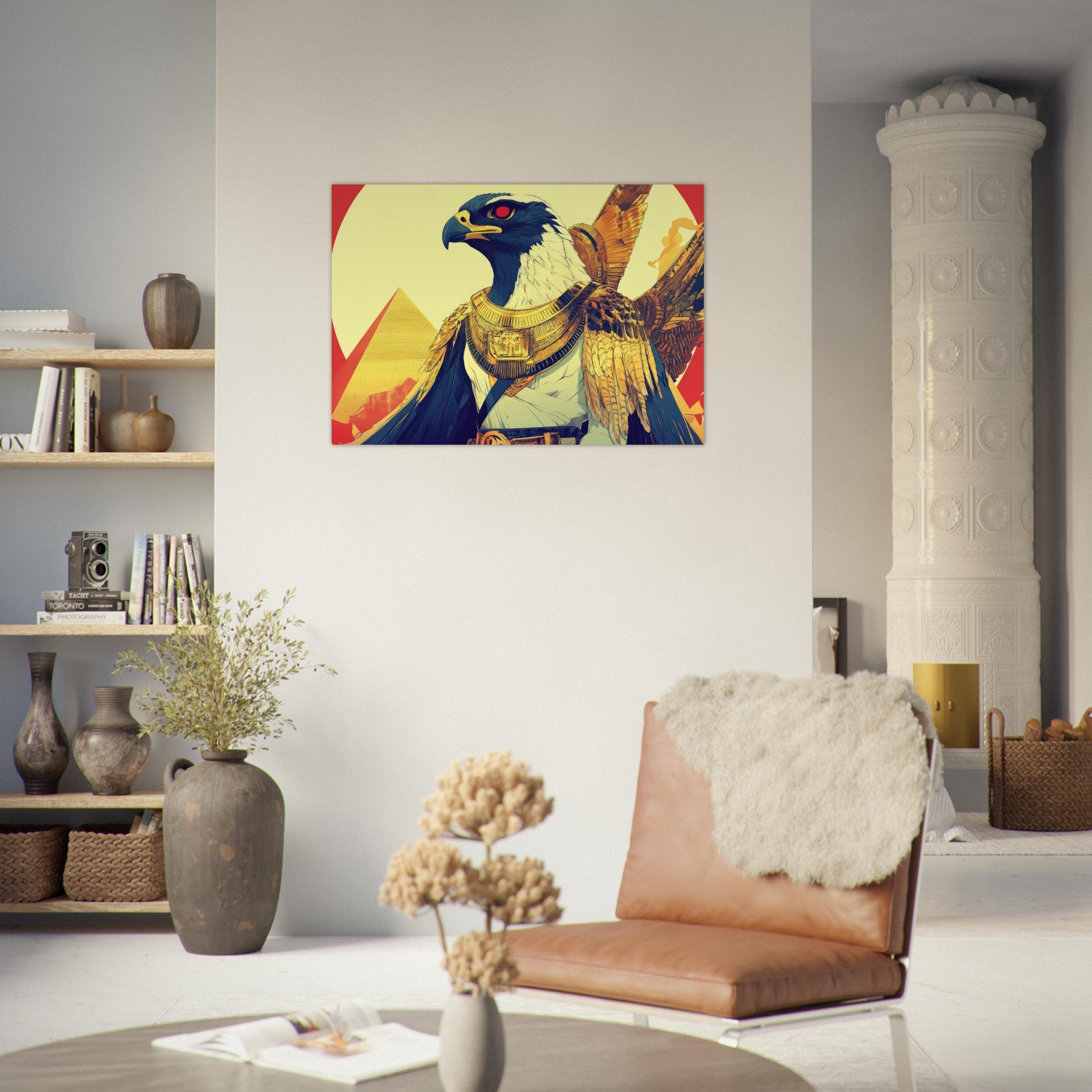 Aluminum Print Landscape - Ancient Egyptian Falcon God Horus A majestic far 3 - Shop Ai Art WebShop - Digital Art online Store