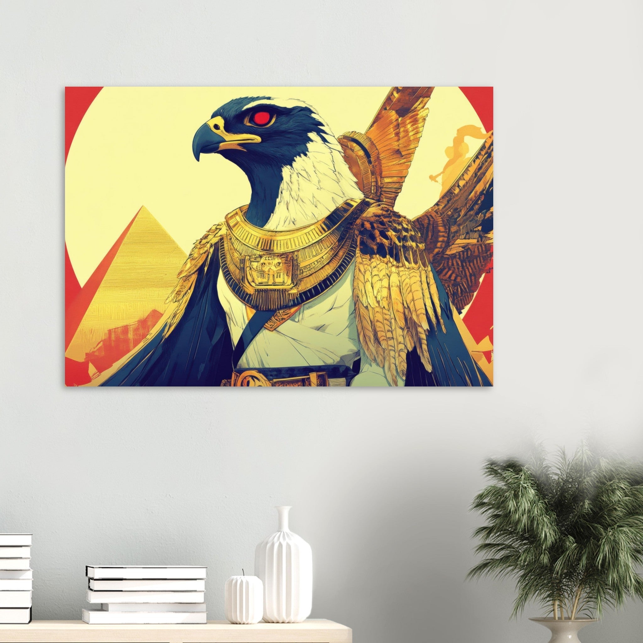 Aluminum Print Landscape - Ancient Egyptian Falcon God Horus A majestic far 3 - Shop Ai Art WebShop - Digital Art online Store