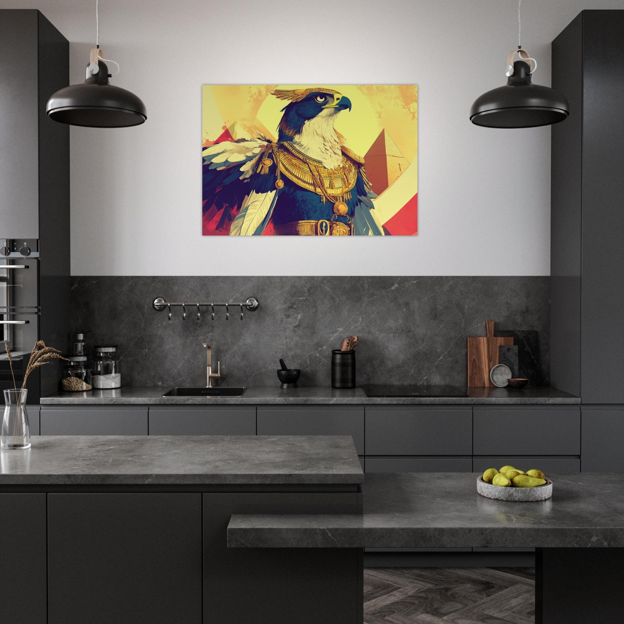 Aluminum Print Landscape - Ancient Egyptian Falcon God Horus A majestic far 5 - Shop Ai Art WebShop - Digital Art online Store
