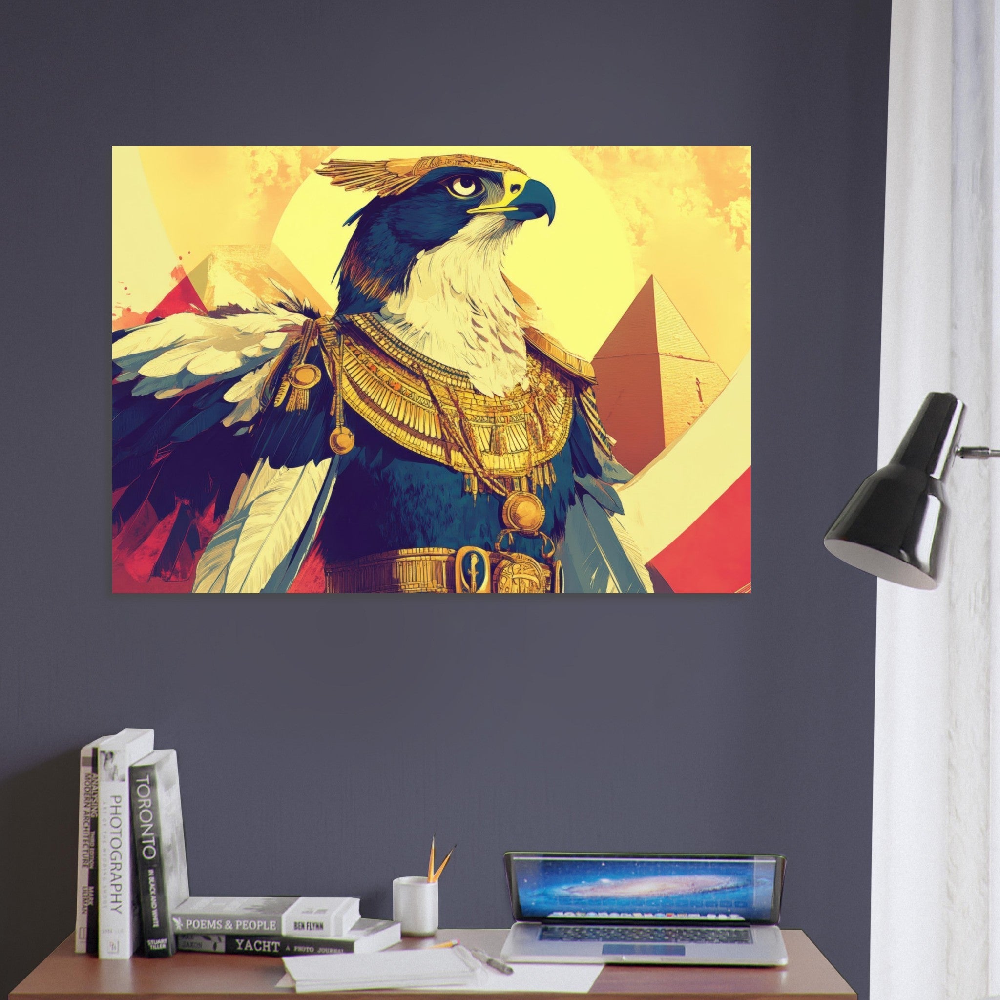 Aluminum Print Landscape - Ancient Egyptian Falcon God Horus A majestic far 5 - Shop Ai Art WebShop - Digital Art online Store