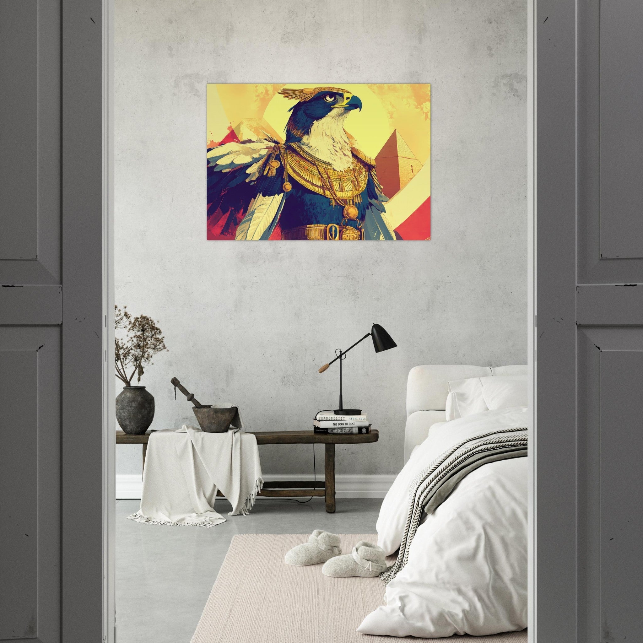 Aluminum Print Landscape - Ancient Egyptian Falcon God Horus A majestic far 5 - Shop Ai Art WebShop - Digital Art online Store