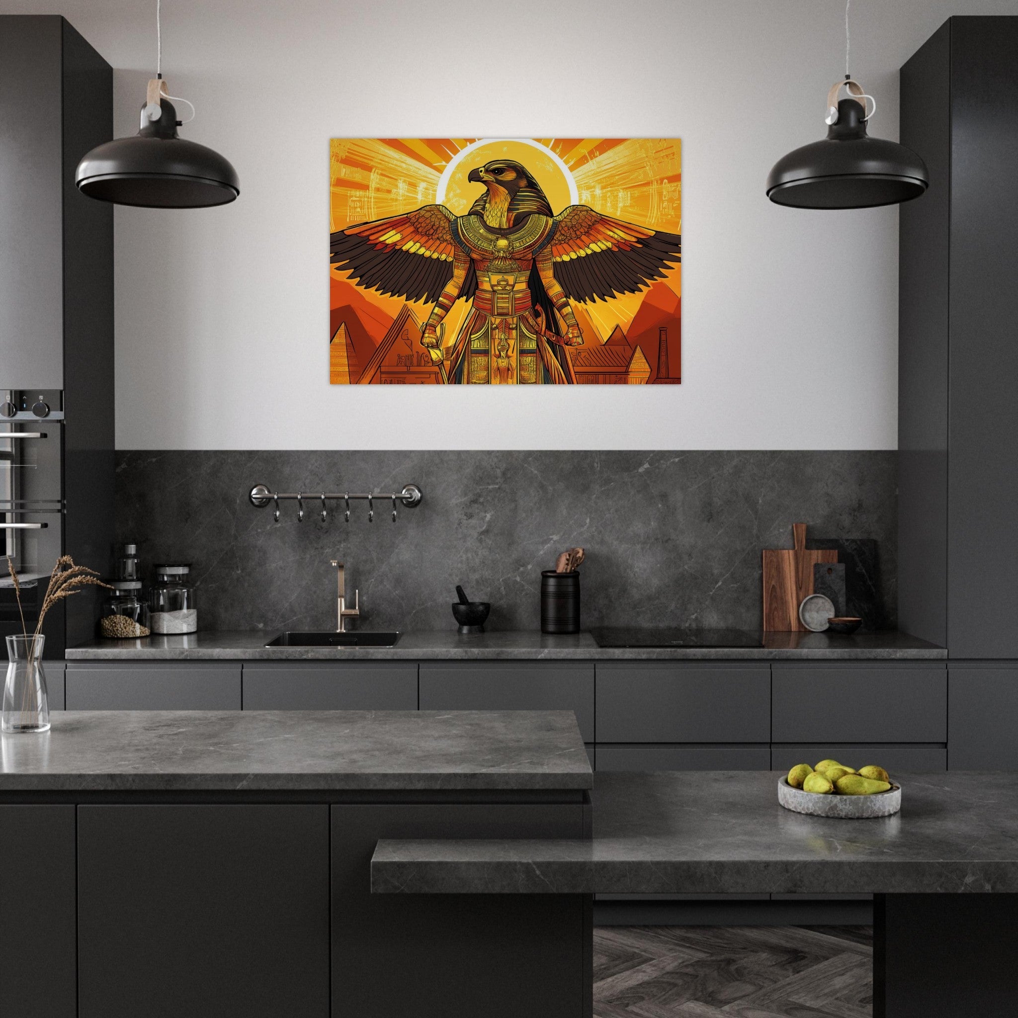 Aluminum Print Landscape - Ancient Egyptian Falcon God Horus A majestic far 7 - Shop Ai Art WebShop - Digital Art online Store