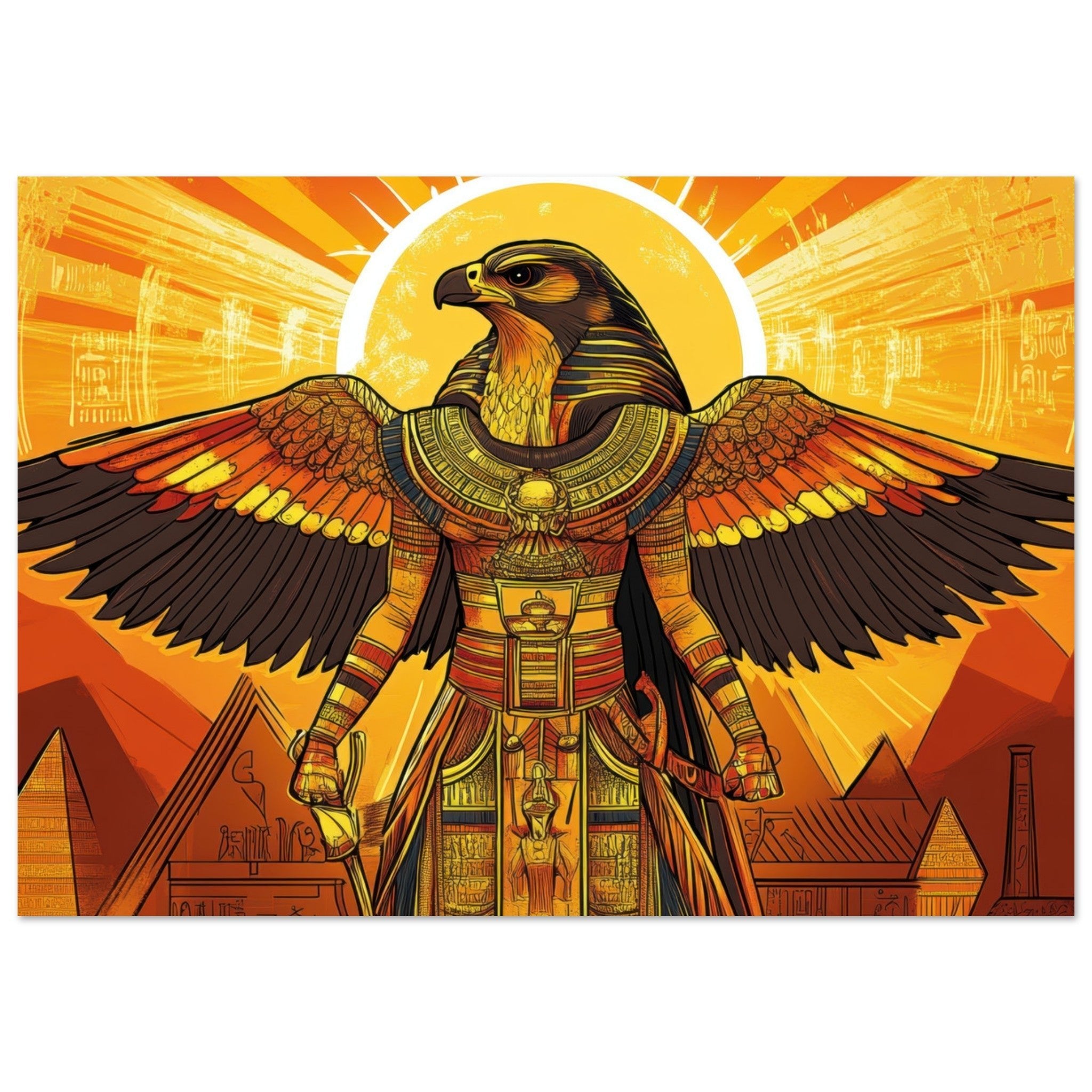Aluminum Print Landscape - Ancient Egyptian Falcon God Horus A majestic far 7 - Shop Ai Art WebShop - Digital Art online Store