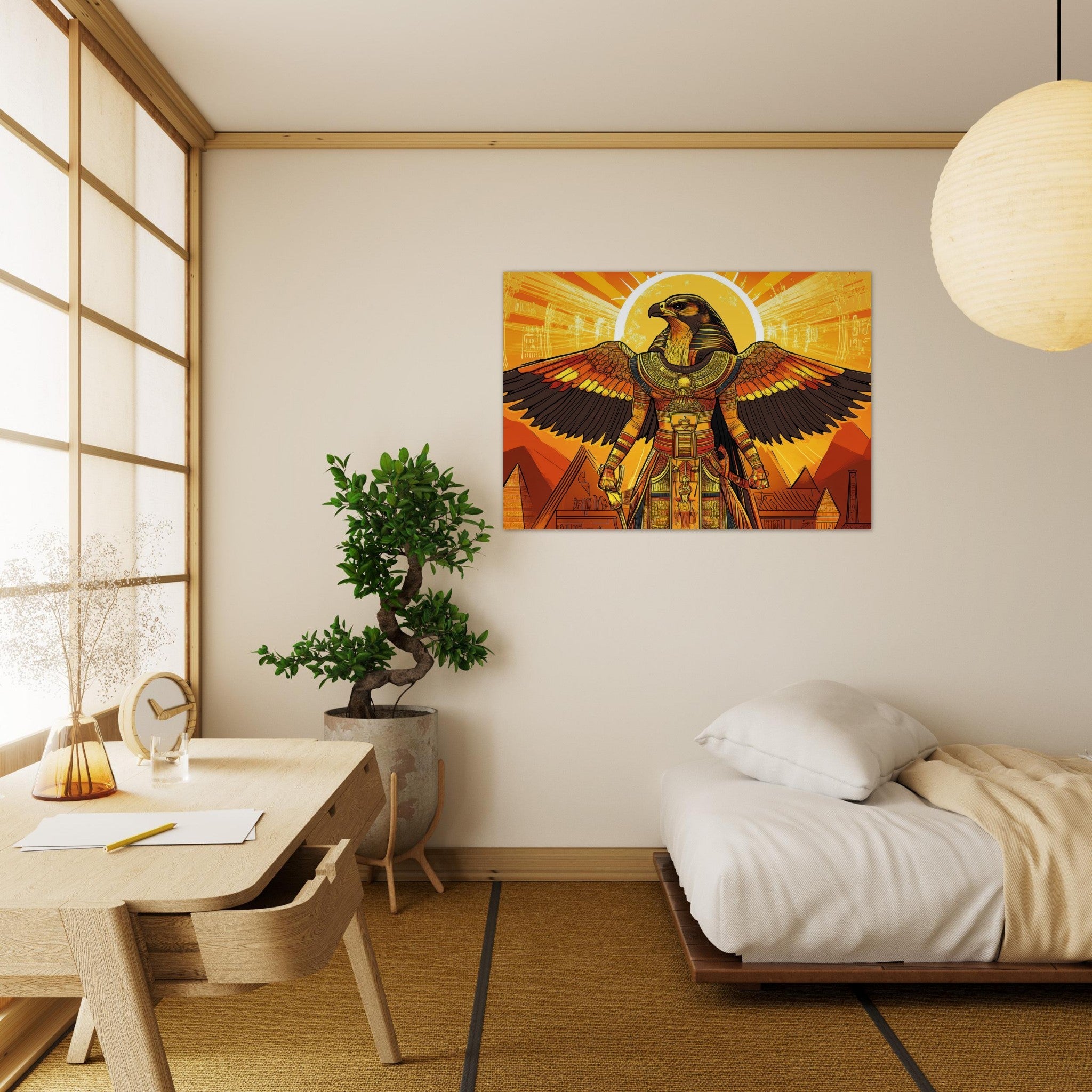Aluminum Print Landscape - Ancient Egyptian Falcon God Horus A majestic far 7 - Shop Ai Art WebShop - Digital Art online Store