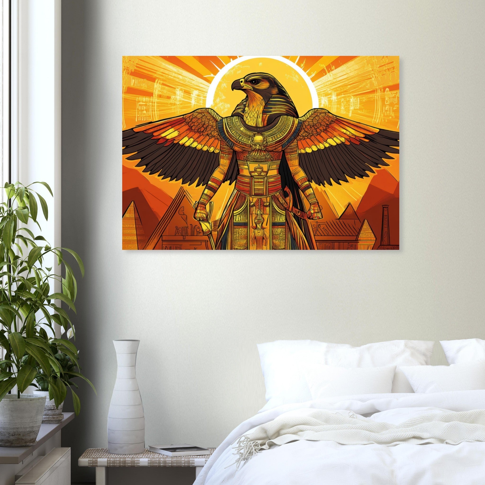 Aluminum Print Landscape - Ancient Egyptian Falcon God Horus A majestic far 7 - Shop Ai Art WebShop - Digital Art online Store
