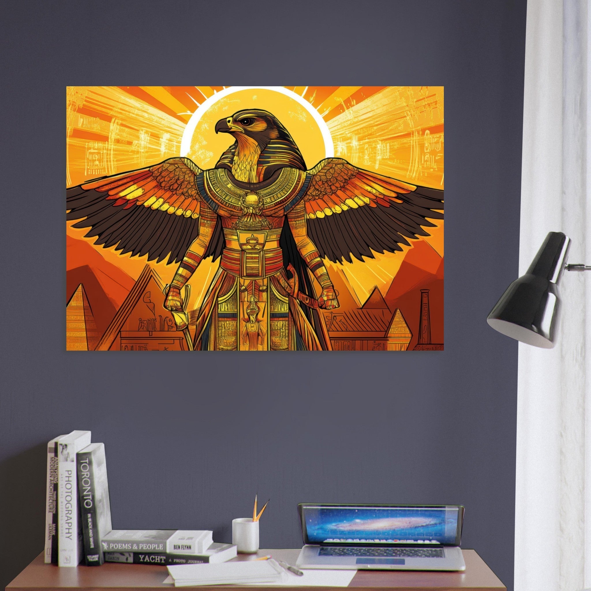 Aluminum Print Landscape - Ancient Egyptian Falcon God Horus A majestic far 7 - Shop Ai Art WebShop - Digital Art online Store