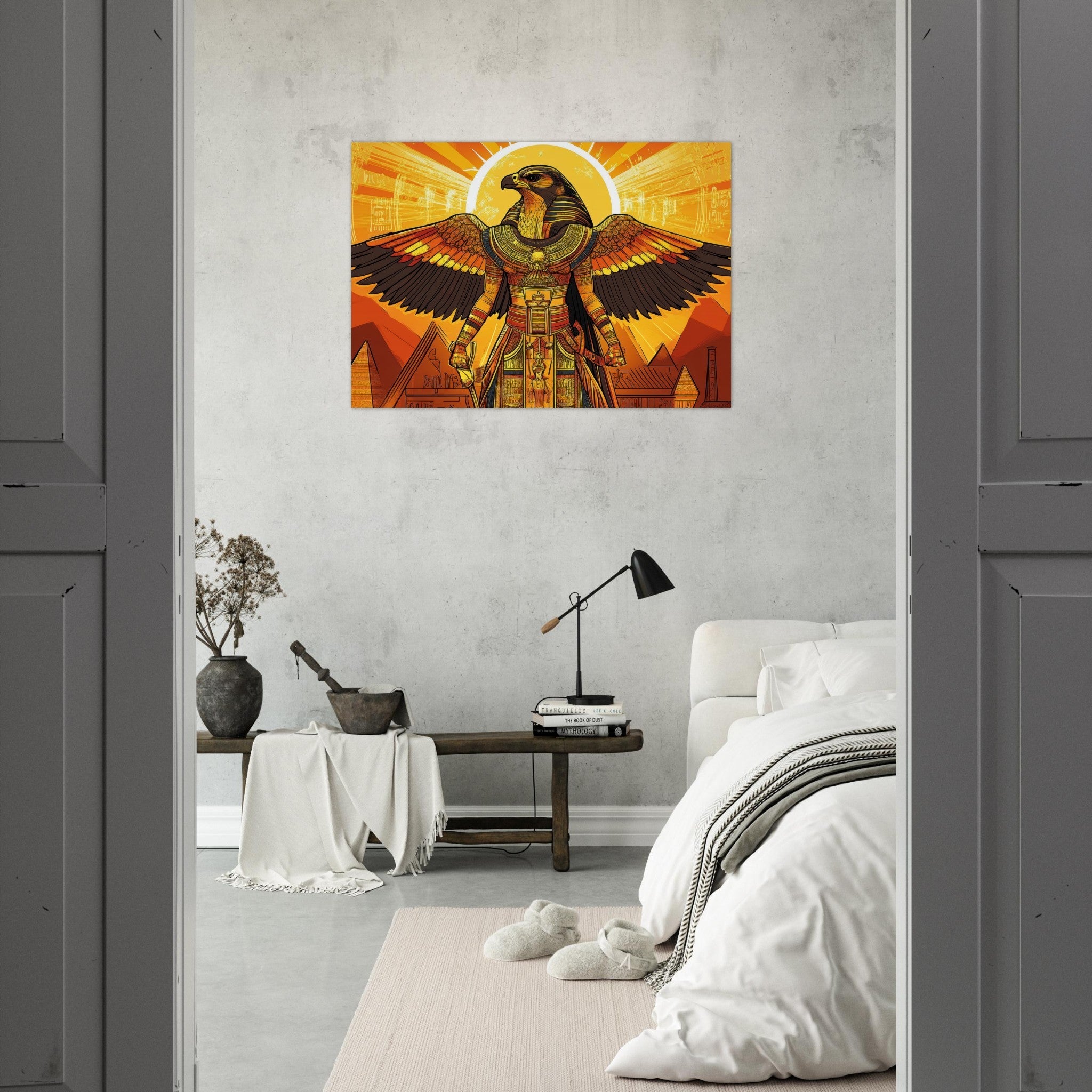 Aluminum Print Landscape - Ancient Egyptian Falcon God Horus A majestic far 7 - Shop Ai Art WebShop - Digital Art online Store