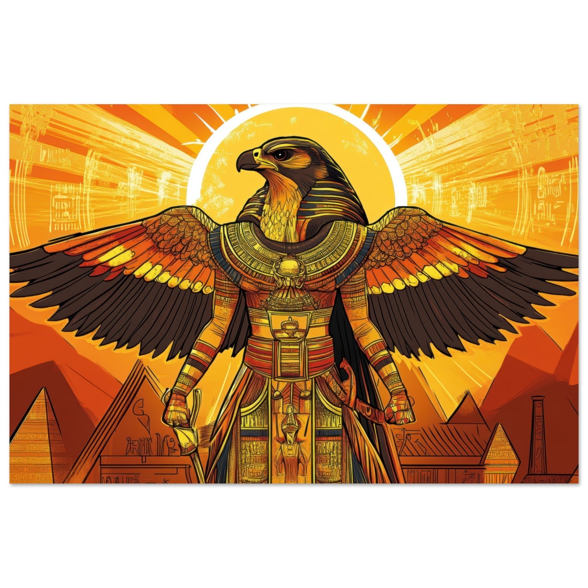Aluminum Print Landscape - Ancient Egyptian Falcon God Horus A majestic far 7 - Shop Ai Art WebShop - Digital Art online Store