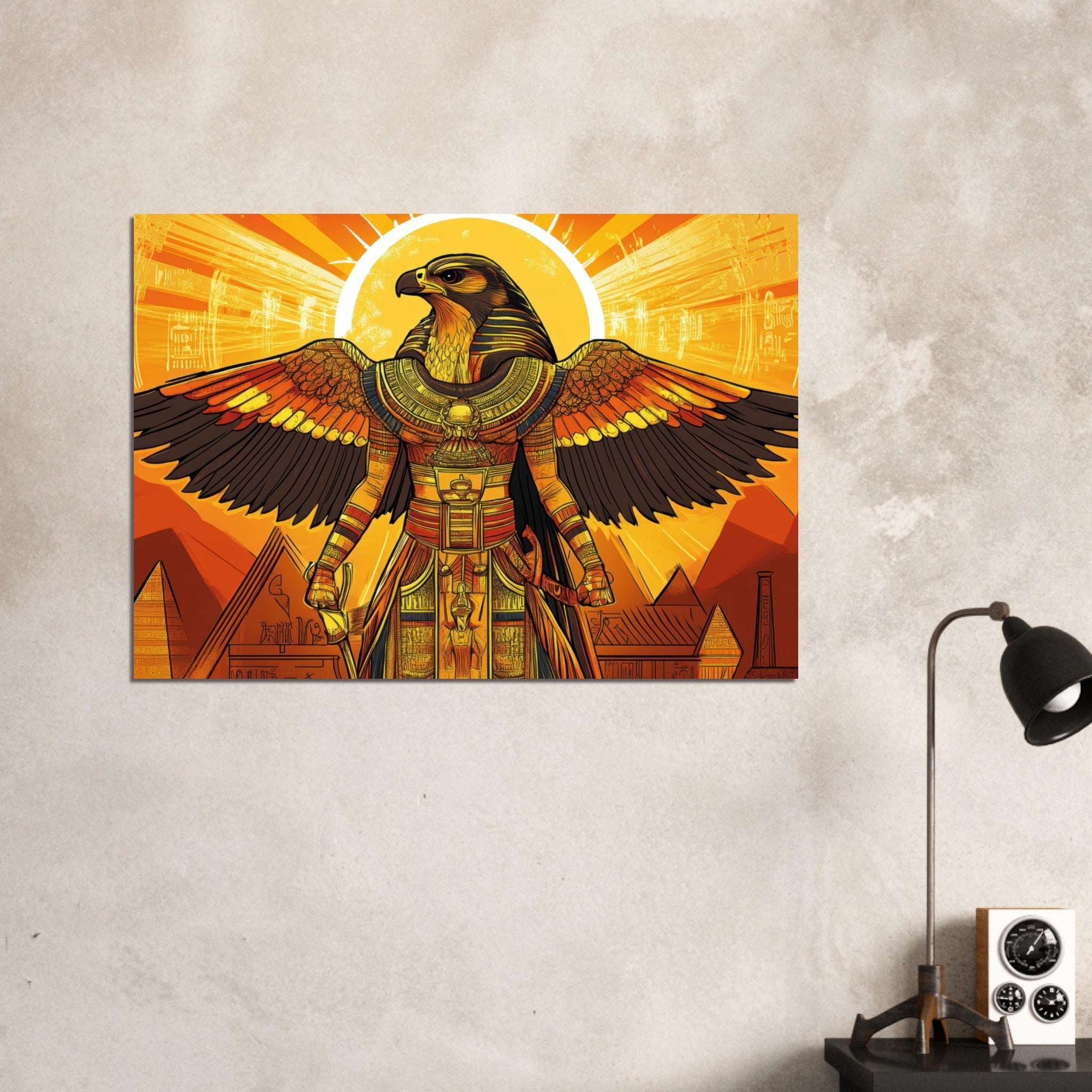 Aluminum Print Landscape - Ancient Egyptian Falcon God Horus A majestic far 7 - Shop Ai Art WebShop - Digital Art online Store