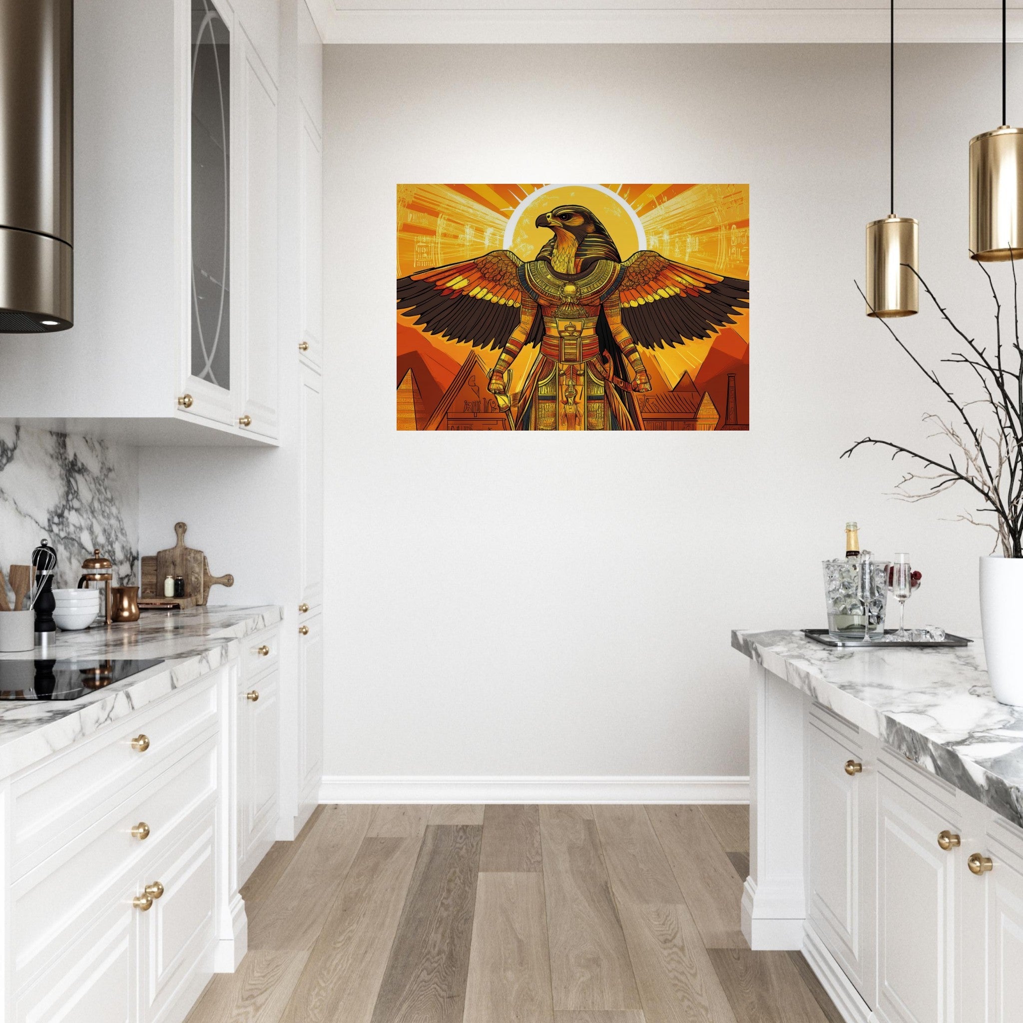 Aluminum Print Landscape - Ancient Egyptian Falcon God Horus A majestic far 7 - Shop Ai Art WebShop - Digital Art online Store