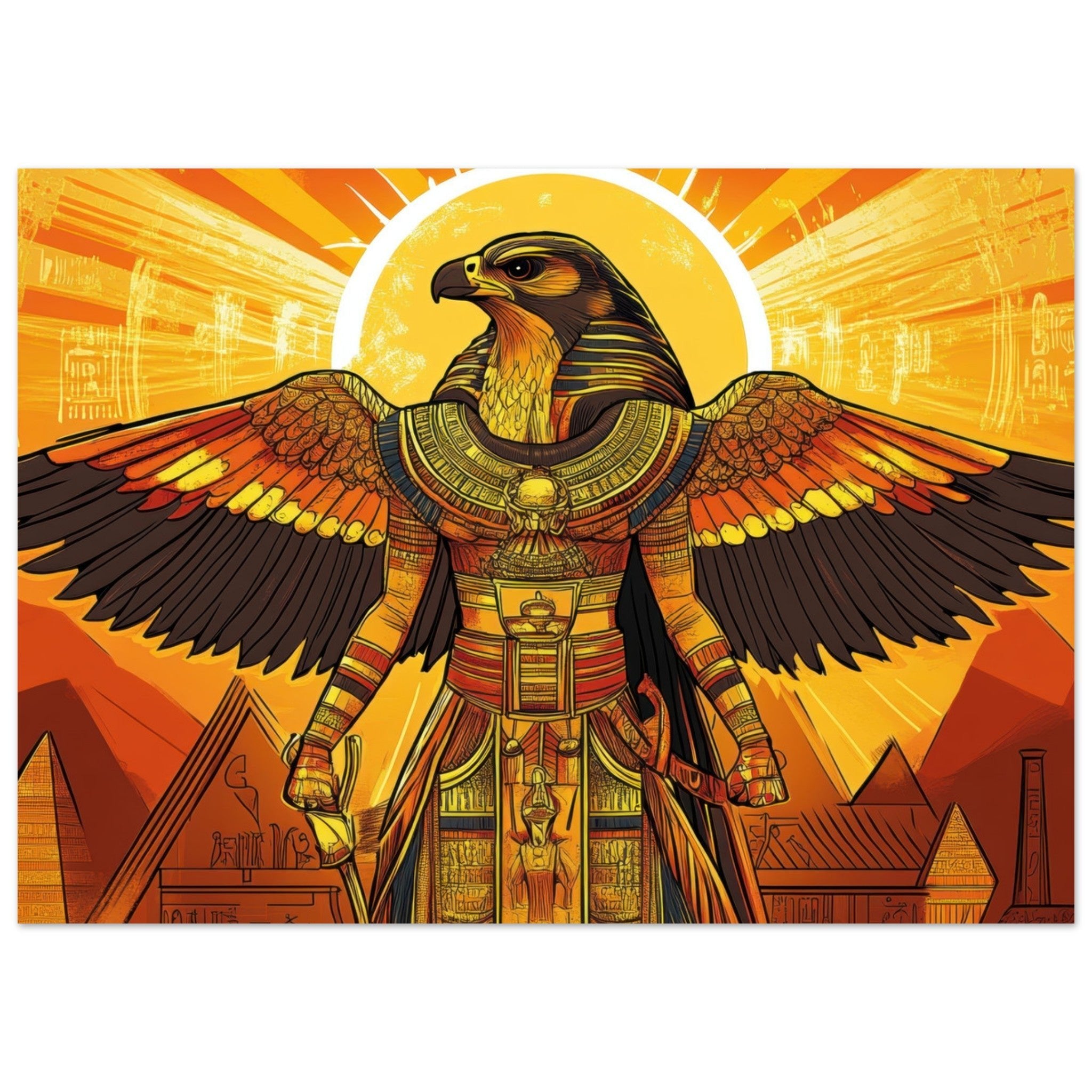 Aluminum Print Landscape - Ancient Egyptian Falcon God Horus A majestic far 7 - Shop Ai Art WebShop - Digital Art online Store
