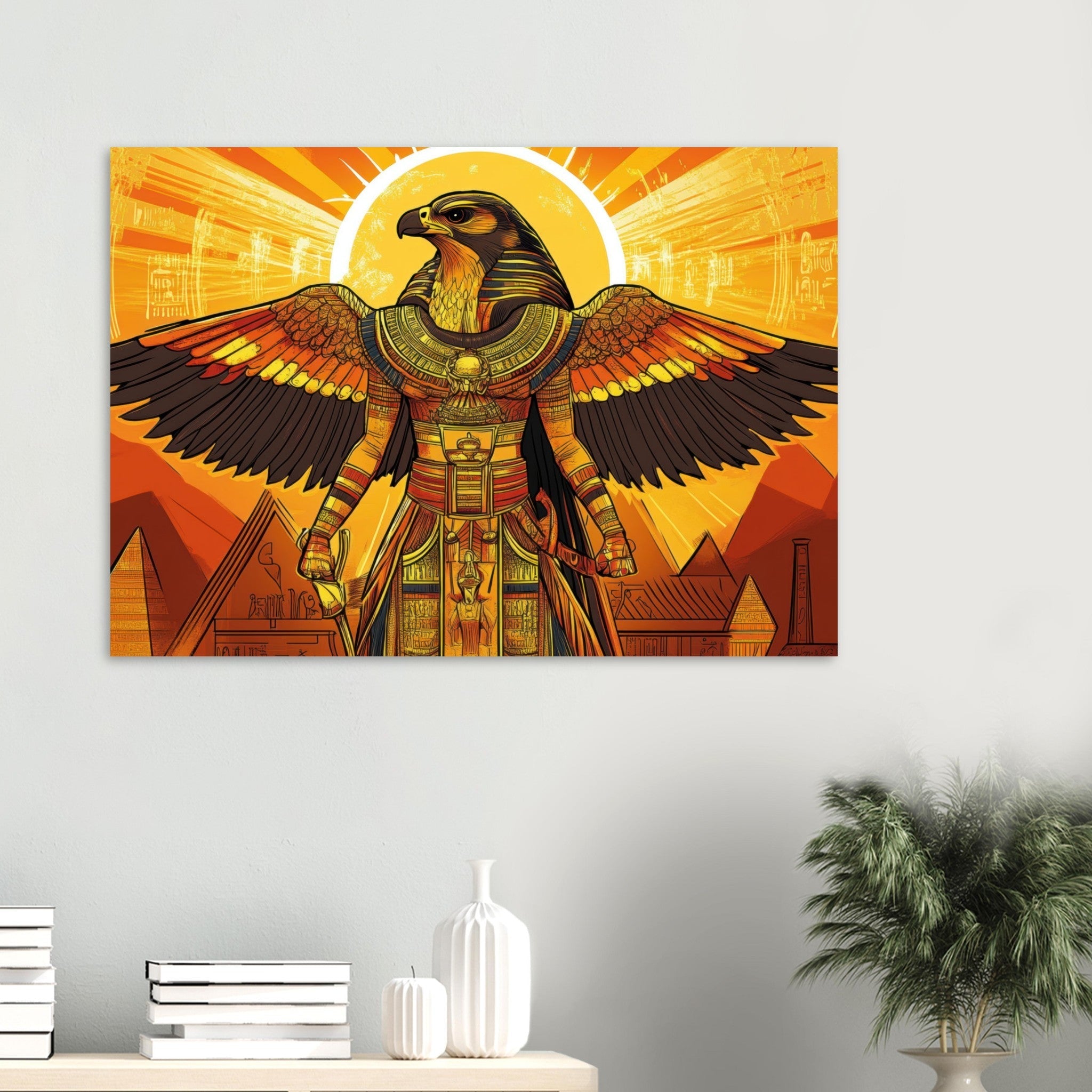 Aluminum Print Landscape - Ancient Egyptian Falcon God Horus A majestic far 7 - Shop Ai Art WebShop - Digital Art online Store