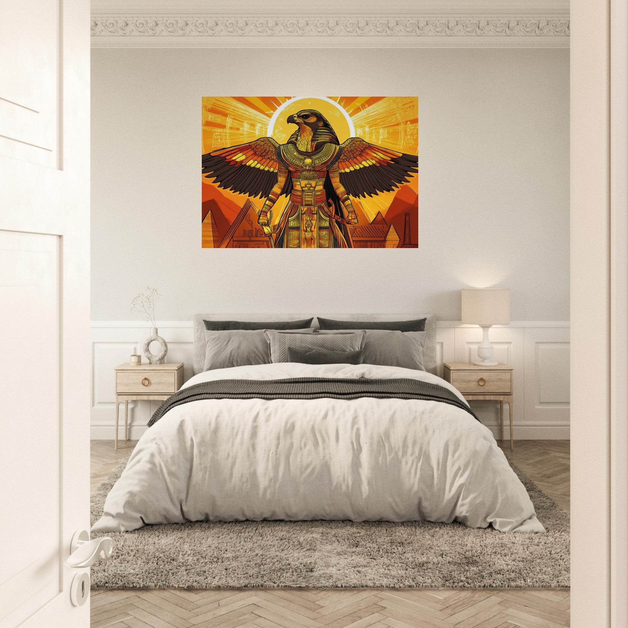 Aluminum Print Landscape - Ancient Egyptian Falcon God Horus A majestic far 7 - Shop Ai Art WebShop - Digital Art online Store