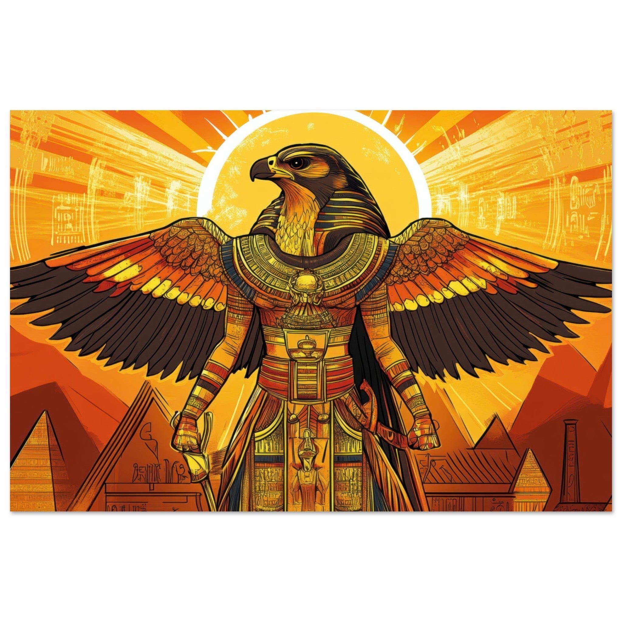 Aluminum Print Landscape - Ancient Egyptian Falcon God Horus A majestic far 7 - Shop Ai Art WebShop - Digital Art online Store
