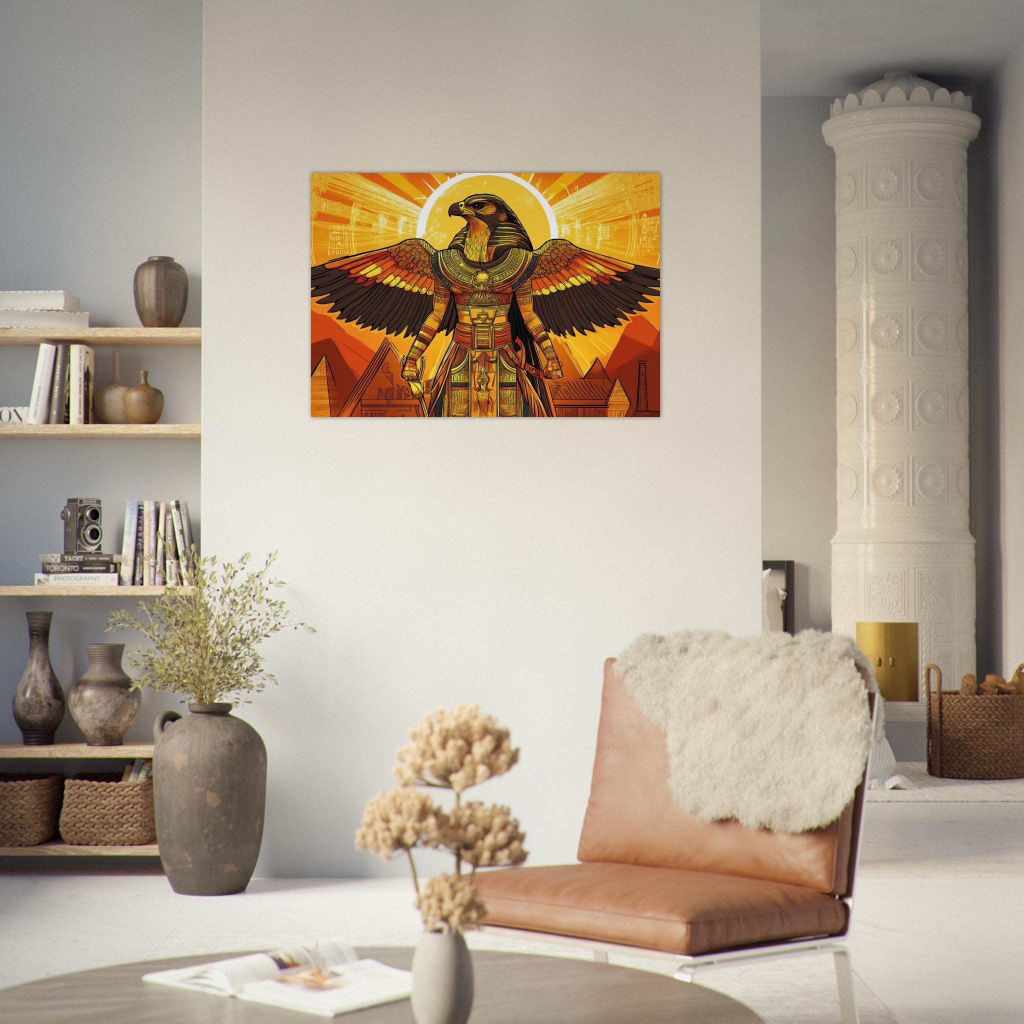 Aluminum Print Landscape - Ancient Egyptian Falcon God Horus A majestic far 7 - Shop Ai Art WebShop - Digital Art online Store