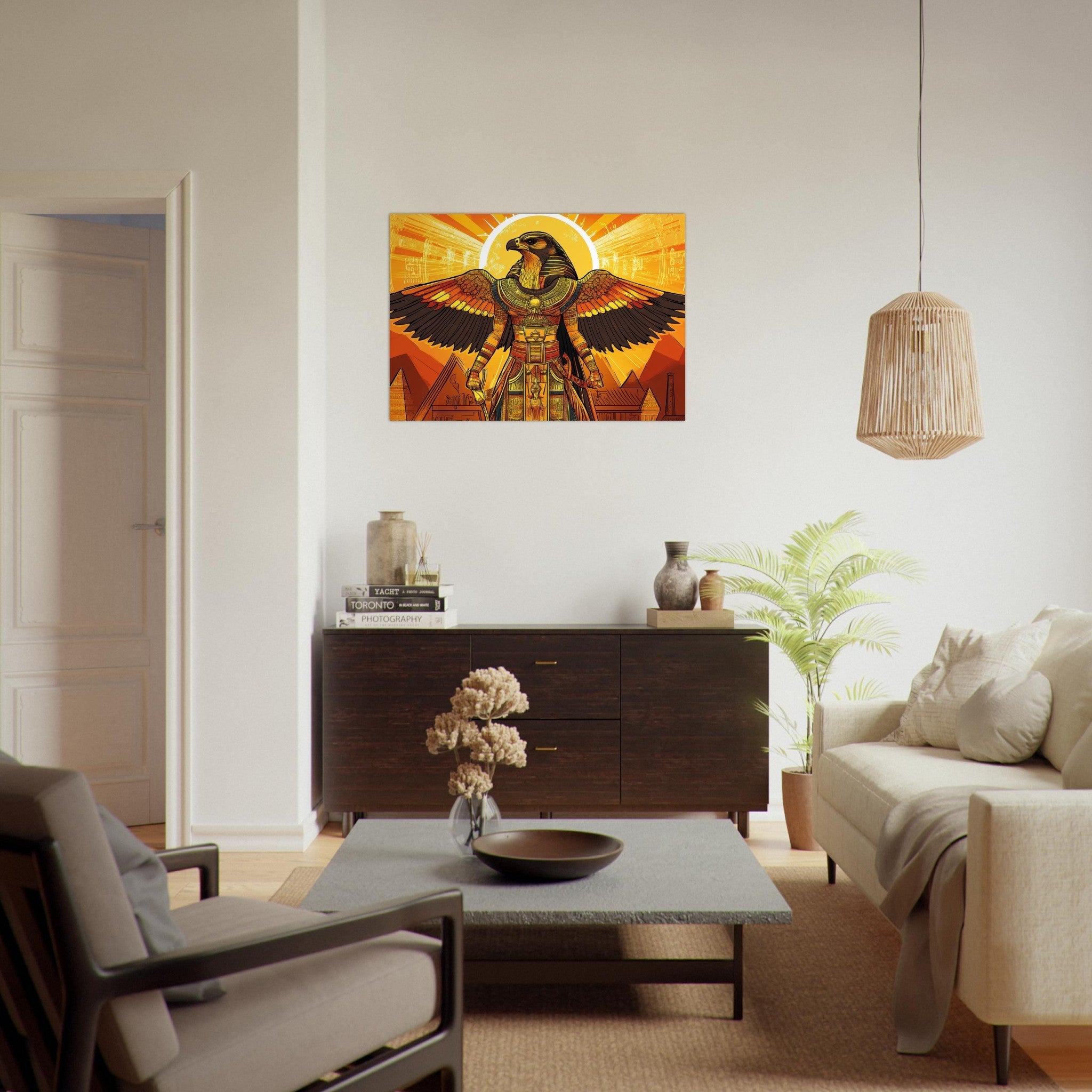 Aluminum Print Landscape - Ancient Egyptian Falcon God Horus A majestic far 7 - Shop Ai Art WebShop - Digital Art online Store