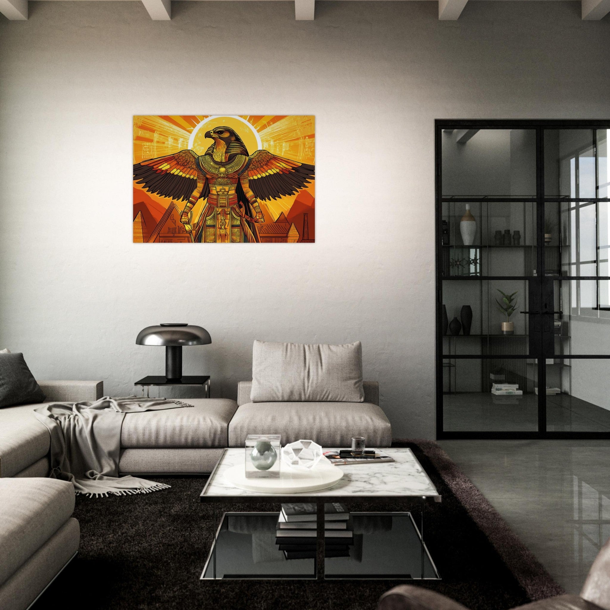 Aluminum Print Landscape - Ancient Egyptian Falcon God Horus A majestic far 7 - Shop Ai Art WebShop - Digital Art online Store