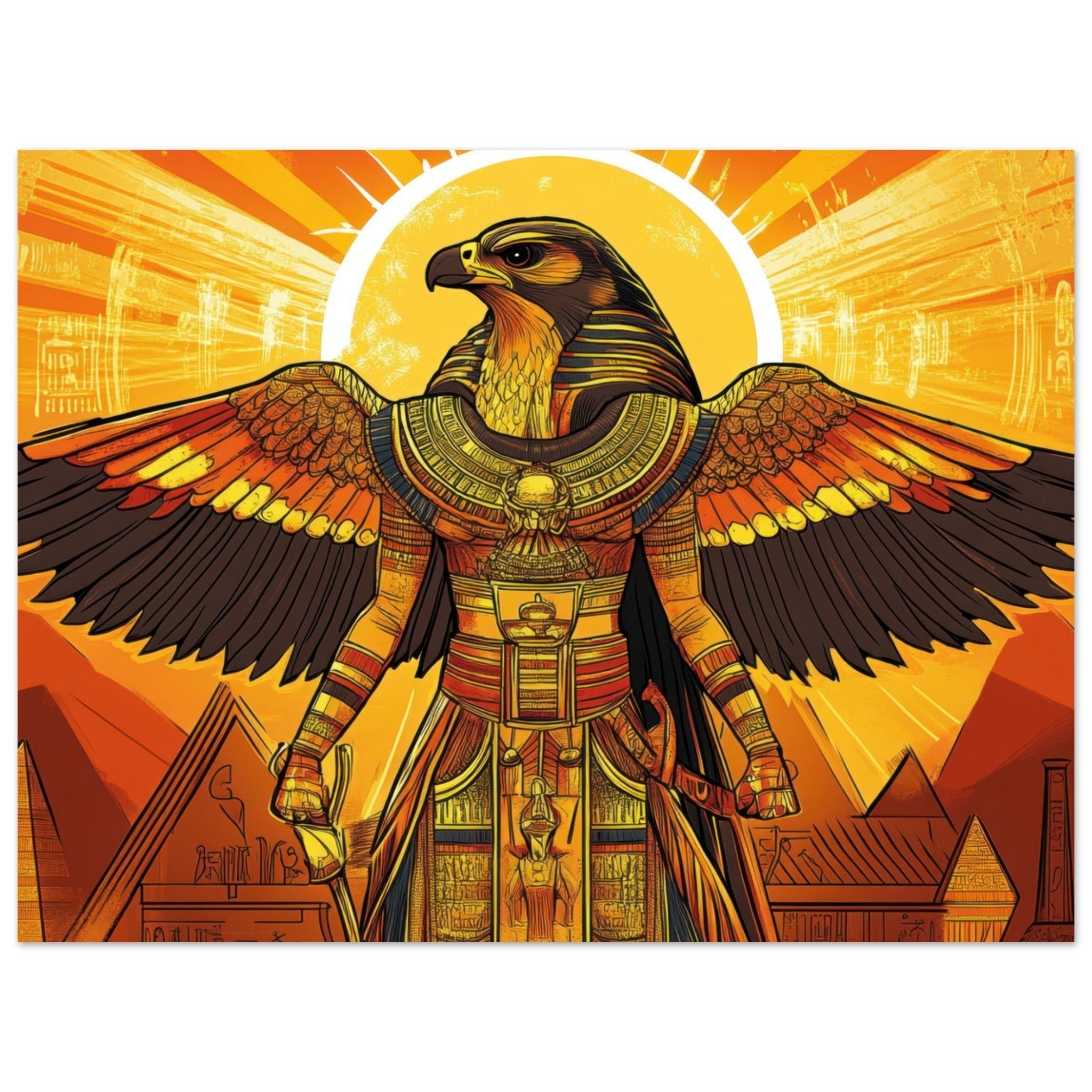 Aluminum Print Landscape - Ancient Egyptian Falcon God Horus A majestic far 7 - Shop Ai Art WebShop - Digital Art online Store